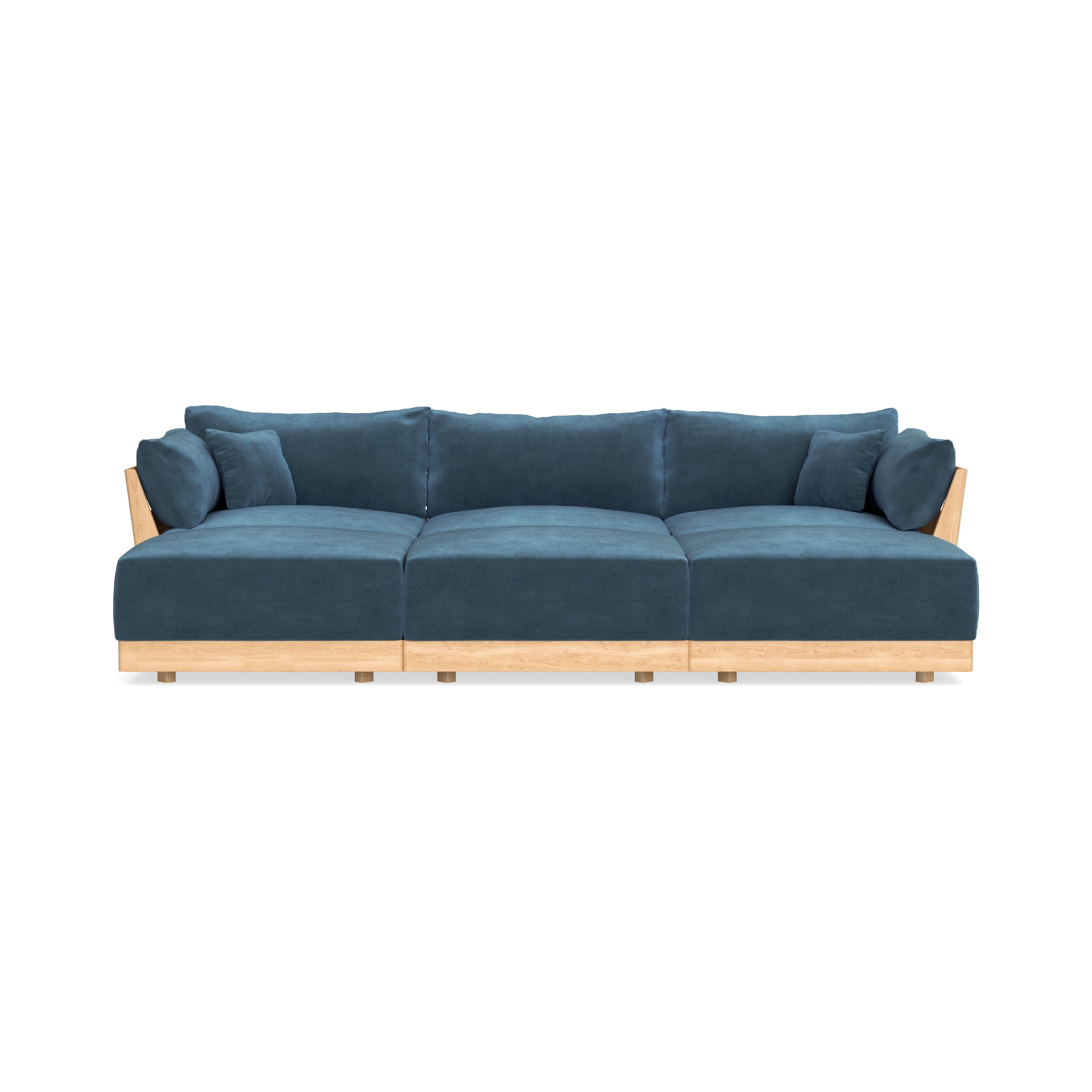 Modular Bondi Latte 3-Seater Daybed Sofa Sectional in Oxford Blue | Classic Blend