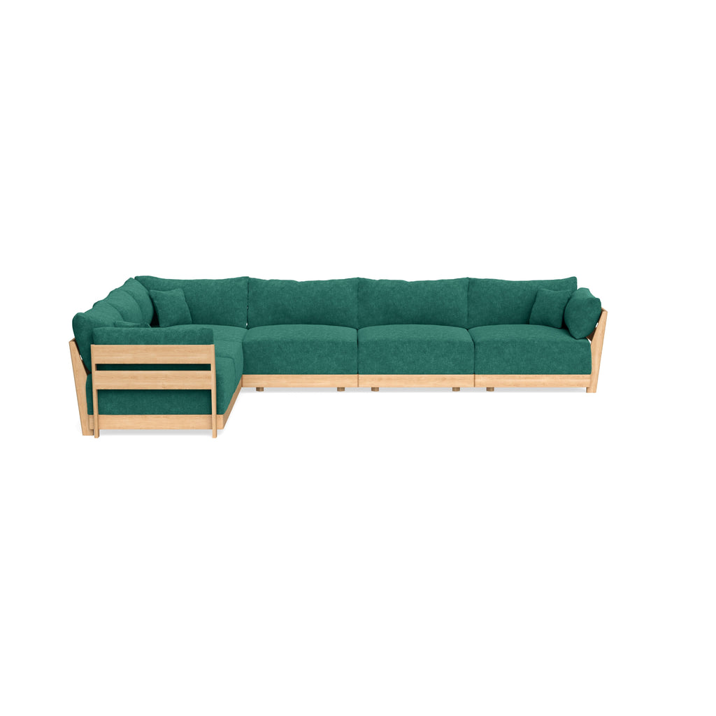 Modular Bondi Latte 6-Seater Corner Sectional in Jade Green | Memory Foam Blend