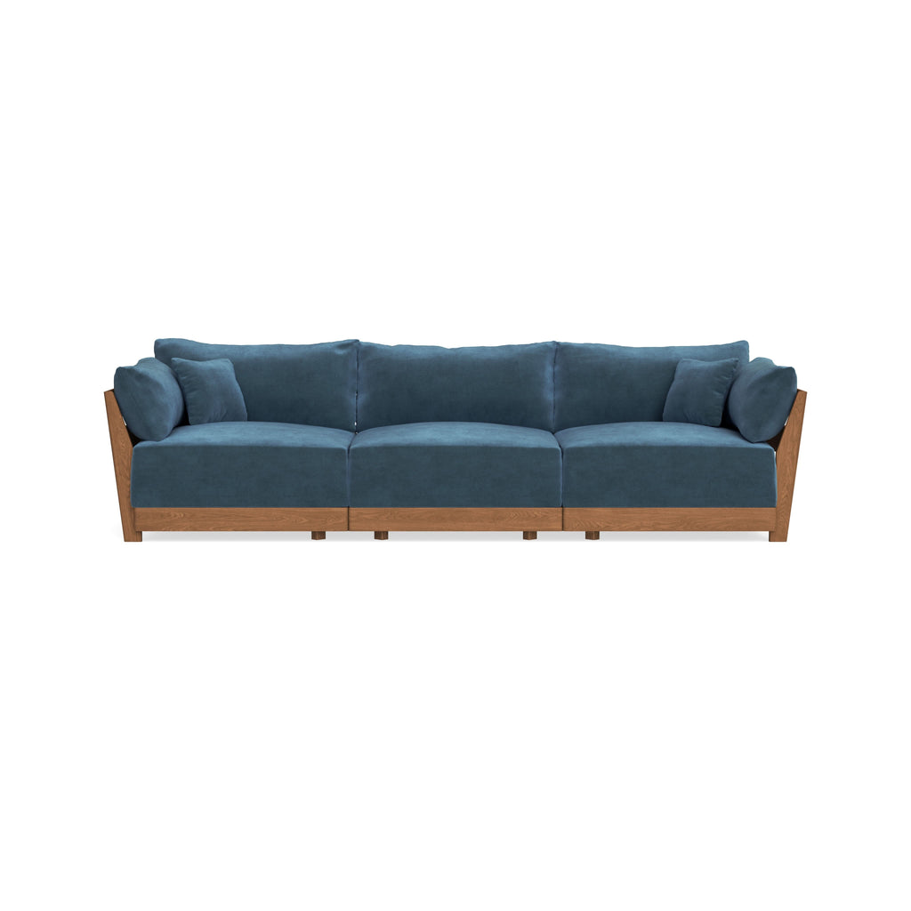 Modular Bondi Espresso 3-Seater Sofa in Oxford Blue | Memory Foam Blend