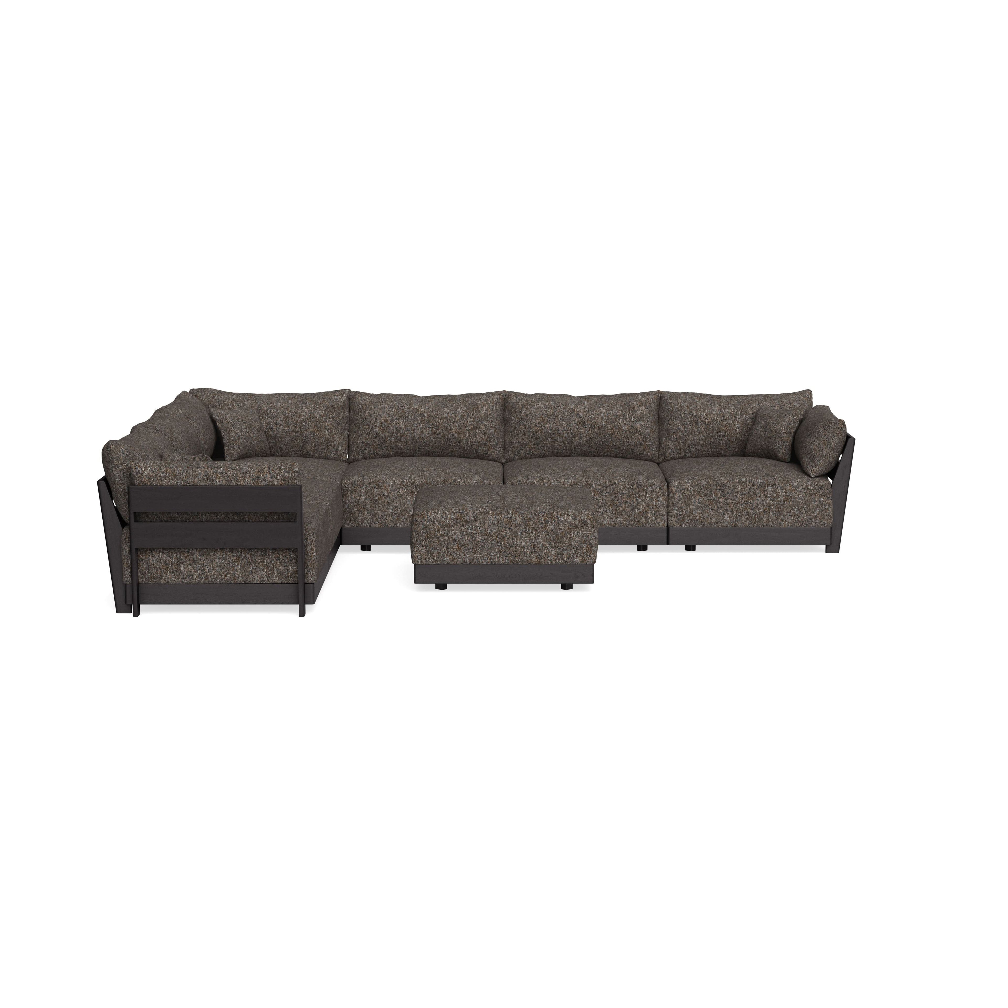 Modular Bondi Black 6-Seater Corner Sectional + Ottoman in Eclipse | Classic Blend