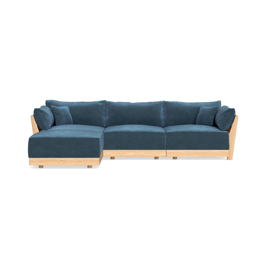 Modular Bondi Latte 3-Seater Sectional in Oxford Blue | Classic Blend