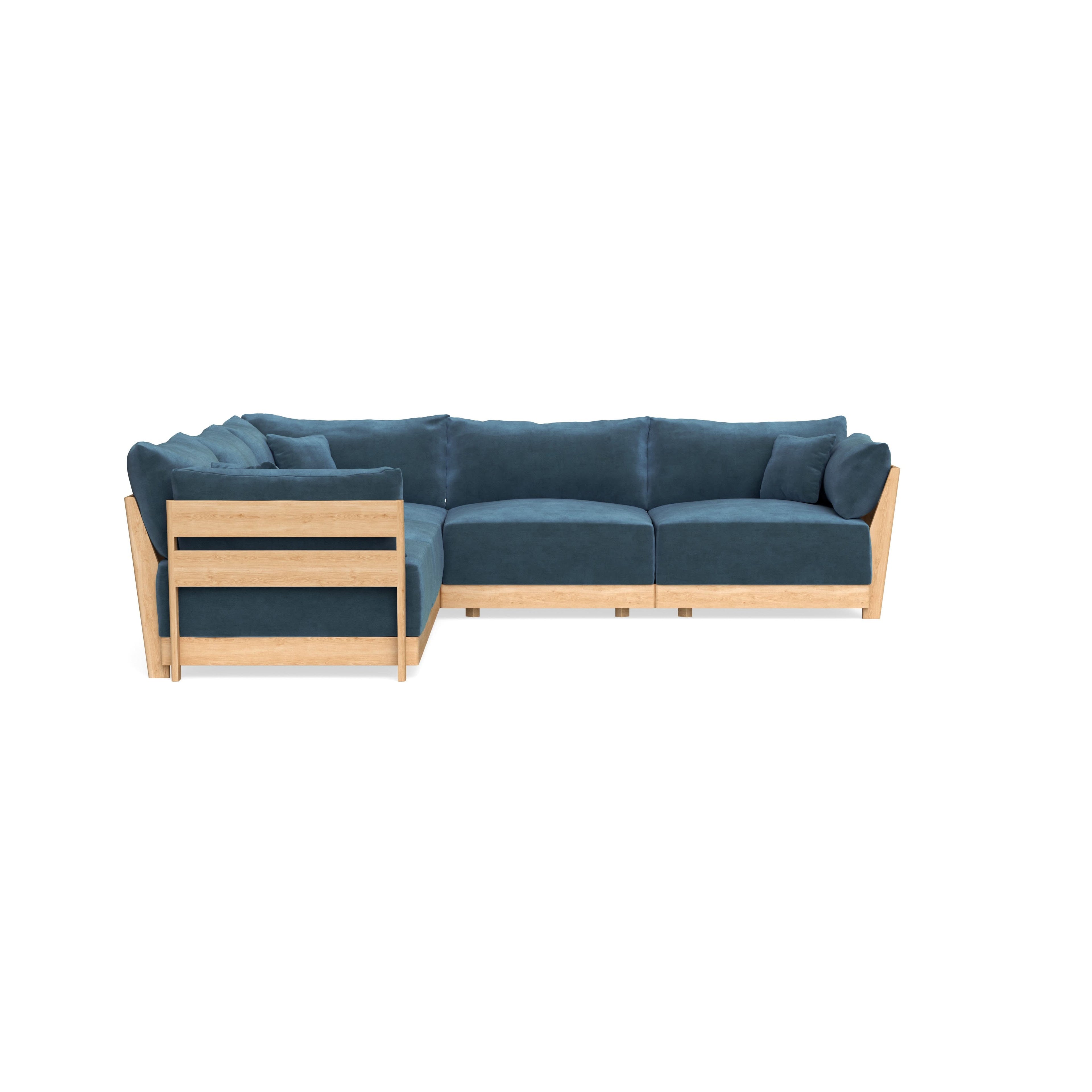 Modular Bondi Latte 5-Seater Corner Sectional in Oxford Blue | Memory Foam Blend