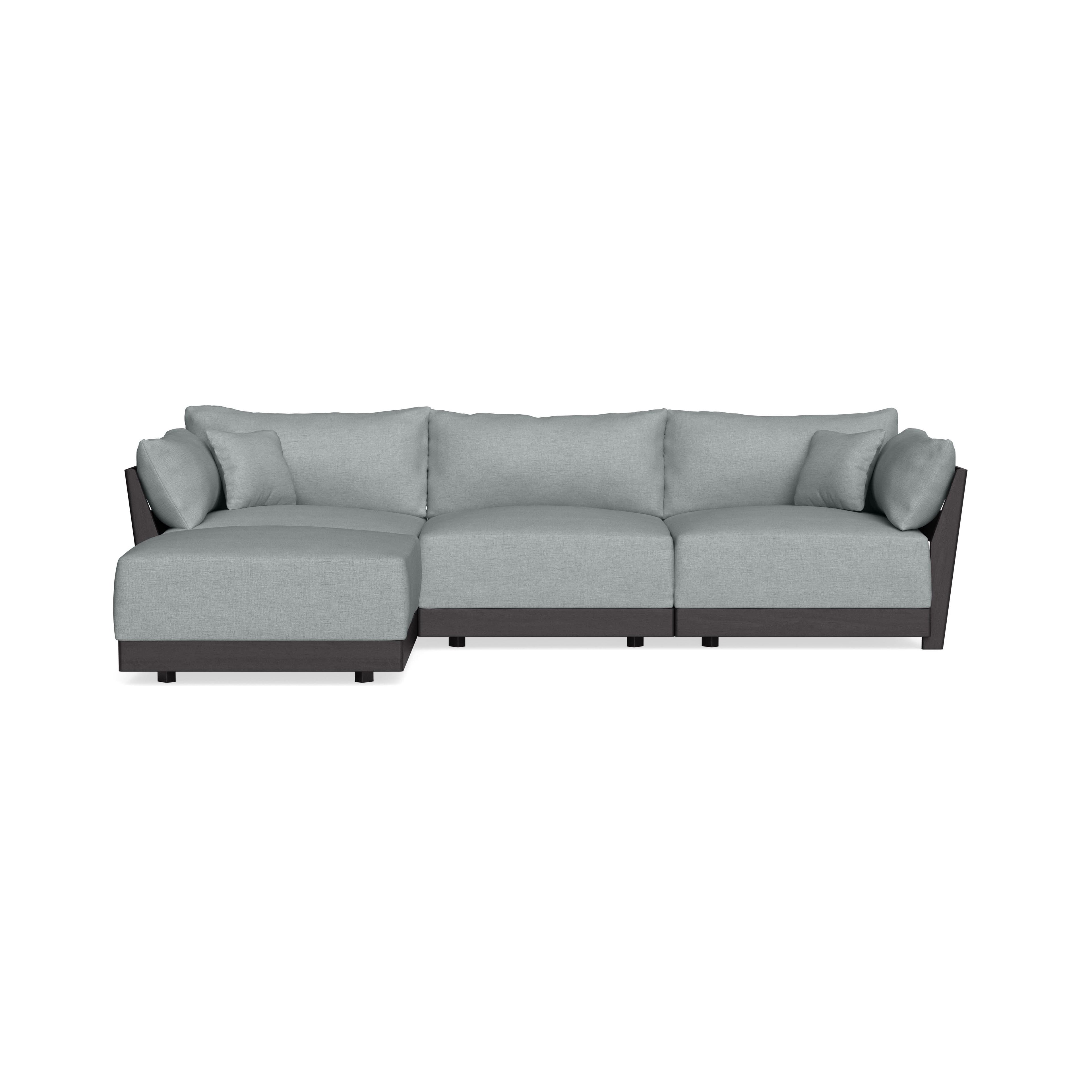 Modular Bondi Black 3-Seater Sectional in Light Steel | Memory Foam Blend