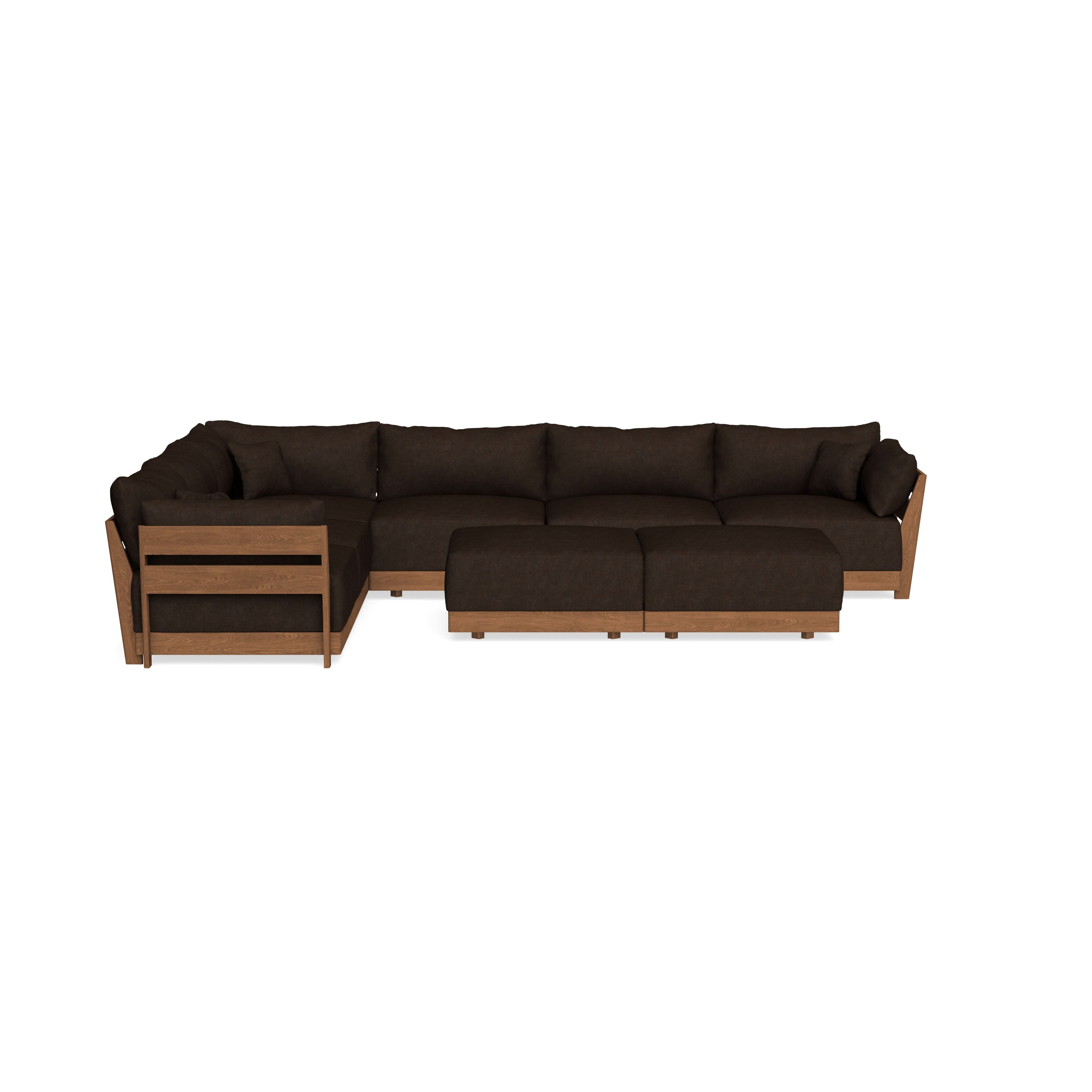 Modular Bondi Espresso 6-Seater Corner Sectional + Bench Ottoman in Espresso | Classic Blend
