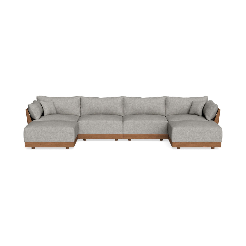 Modular Bondi Espresso 4-Seater U-Sectional in Fog | Memory Foam Blend