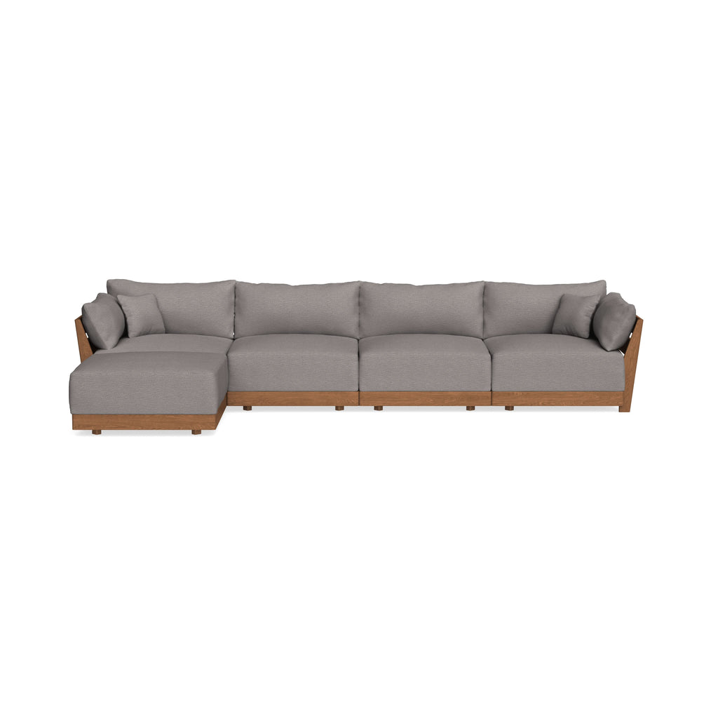Modular Bondi Espresso 4-Seater Sectional in Cement | Memory Foam Blend