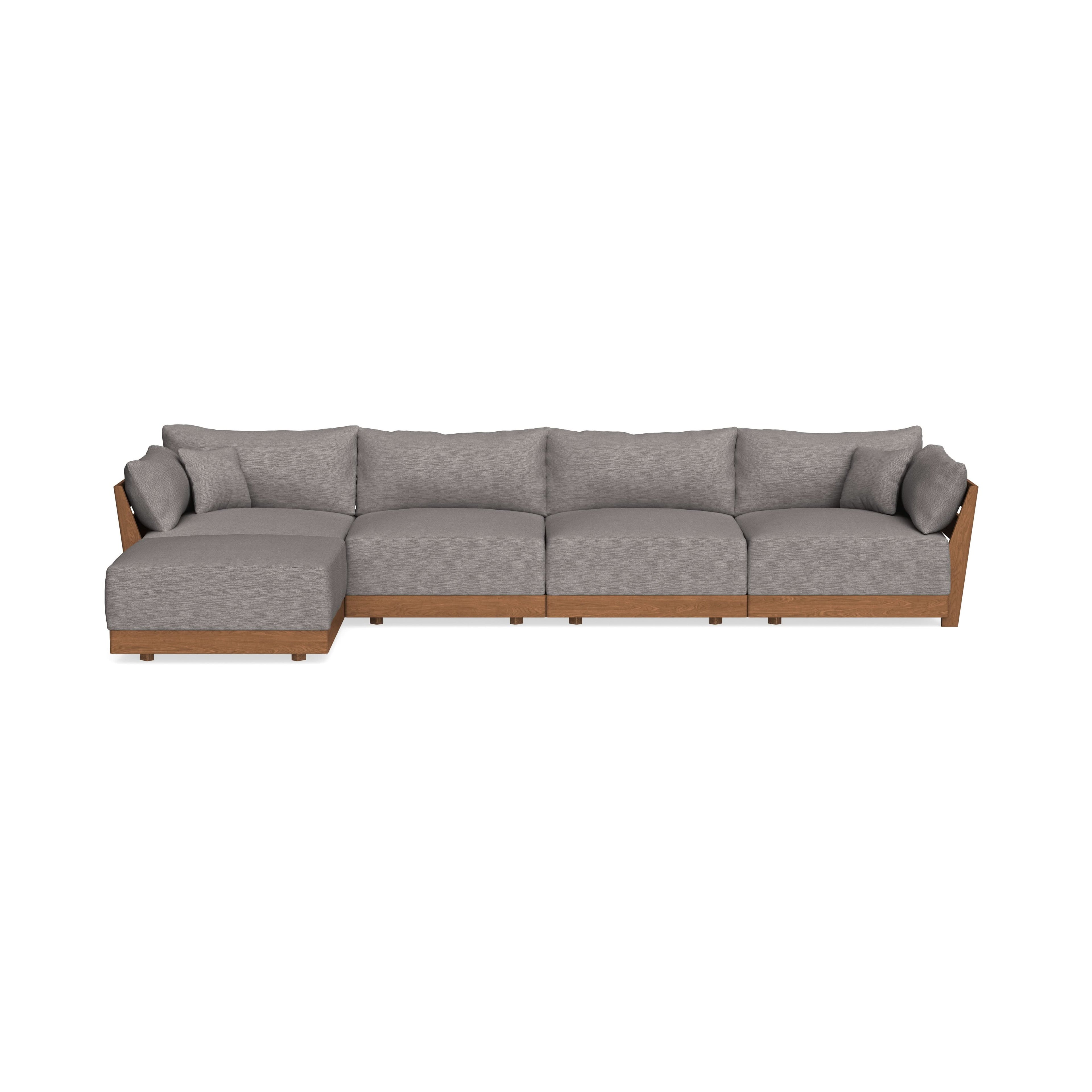 Modular Bondi Espresso 4-Seater Sectional in Cement | Memory Foam Blend