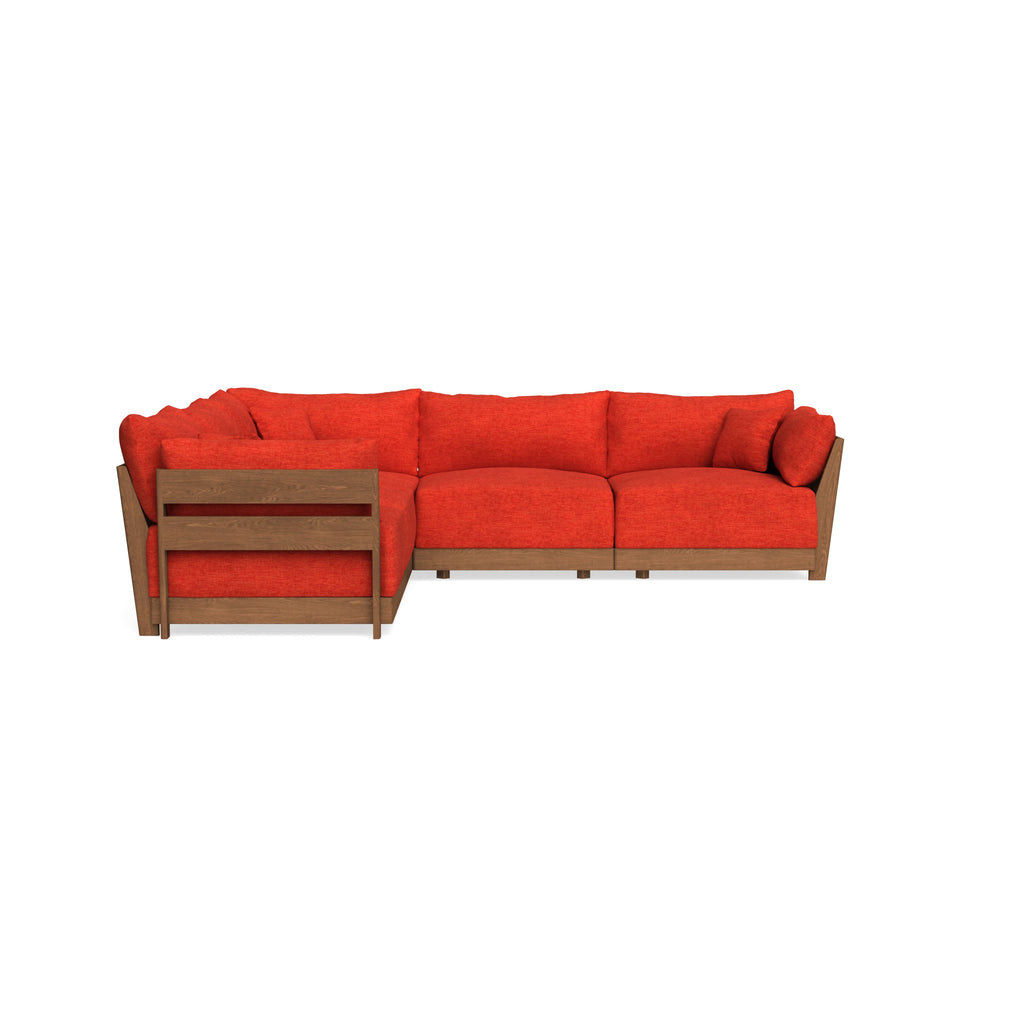 Modular Bondi Espresso 5-Seater Corner Sectional in Poppy Orange | Classic Blend