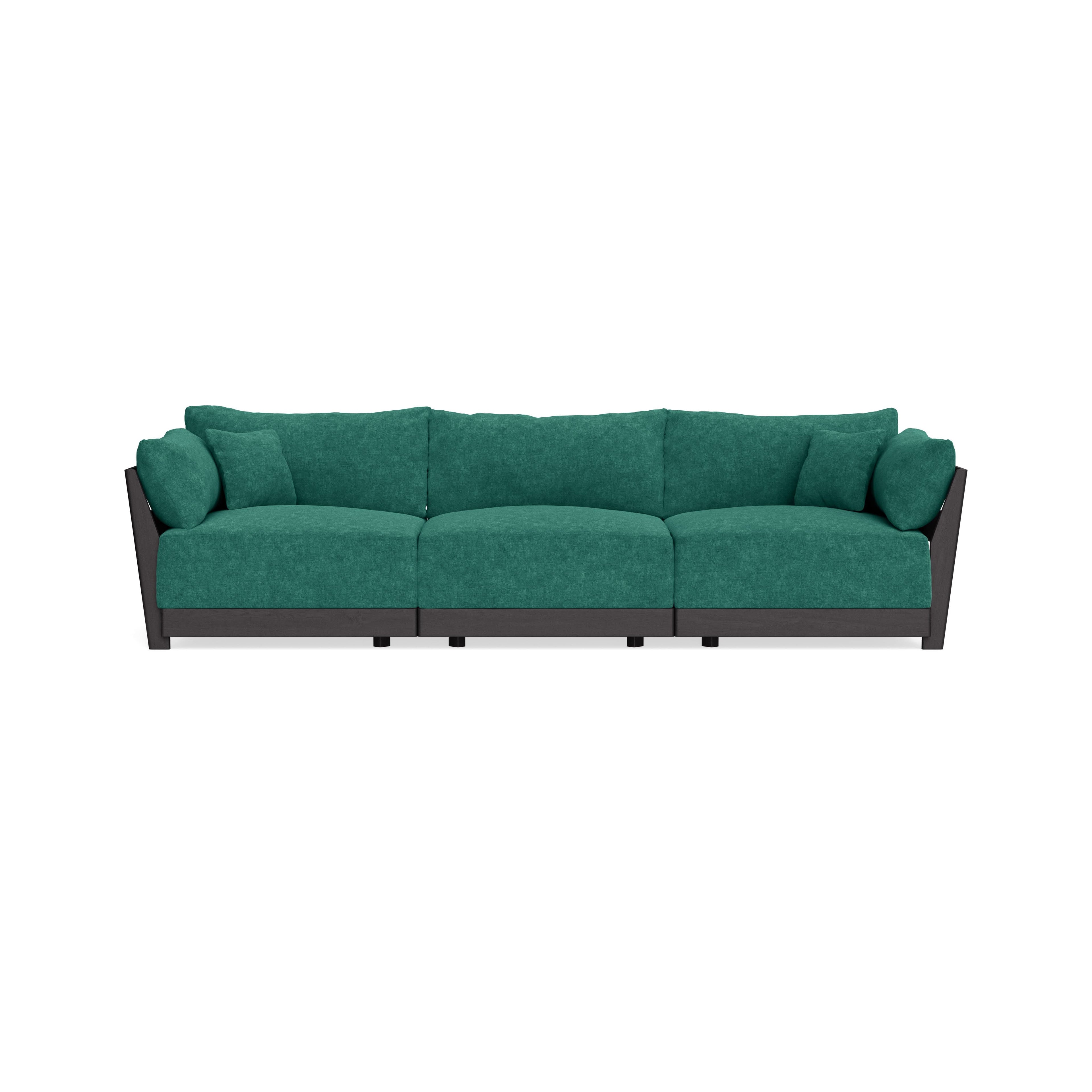 Modular Bondi Black 3-Seater Sofa in Jade Green | Memory Foam Blend