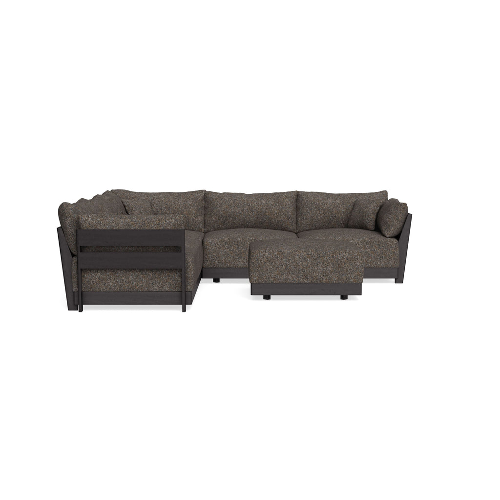 Modular Bondi Black 5-Seater Corner Sectional + Ottoman in Eclipse | Memory Foam Blend
