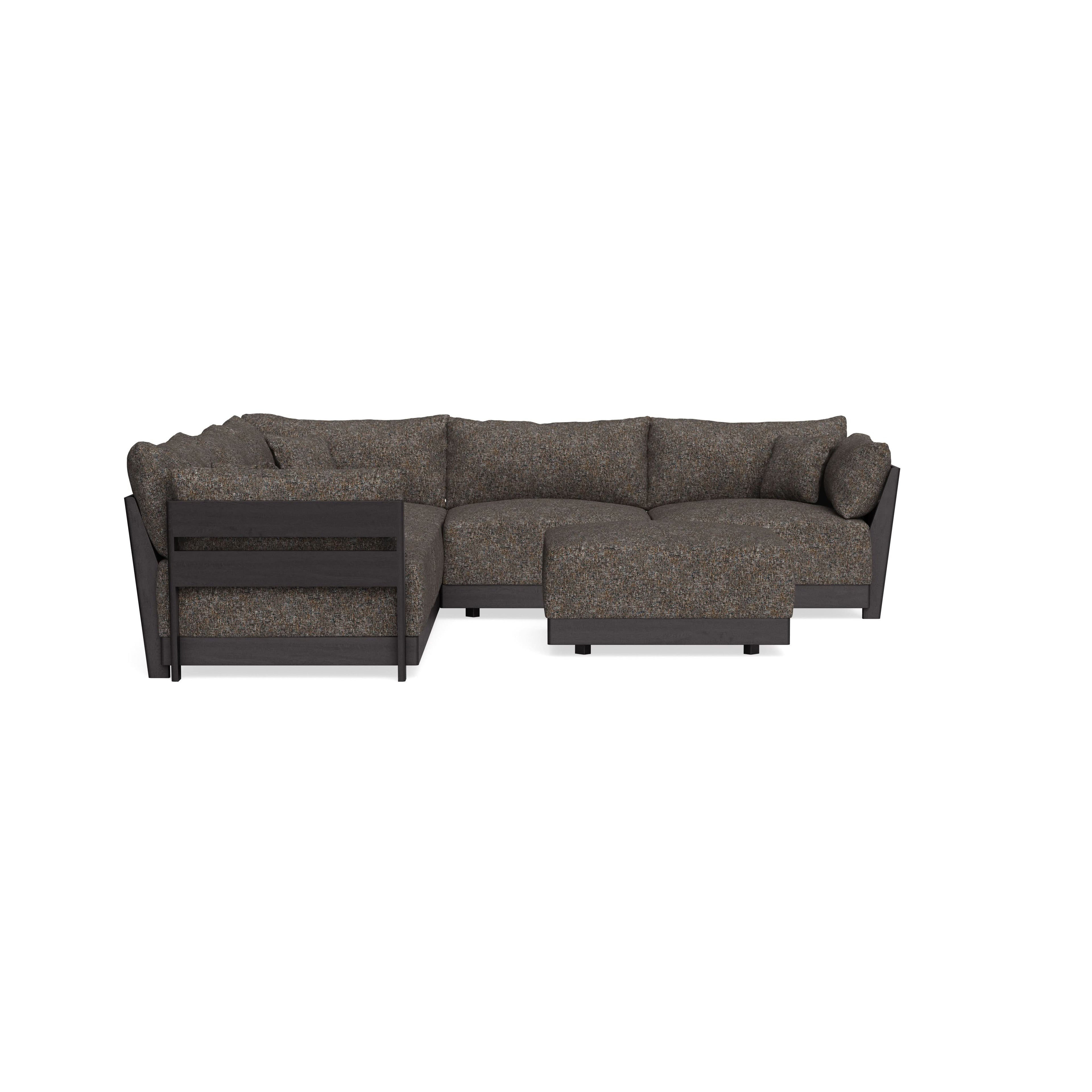 Modular Bondi Black 5-Seater Corner Sectional + Ottoman in Eclipse | Memory Foam Blend