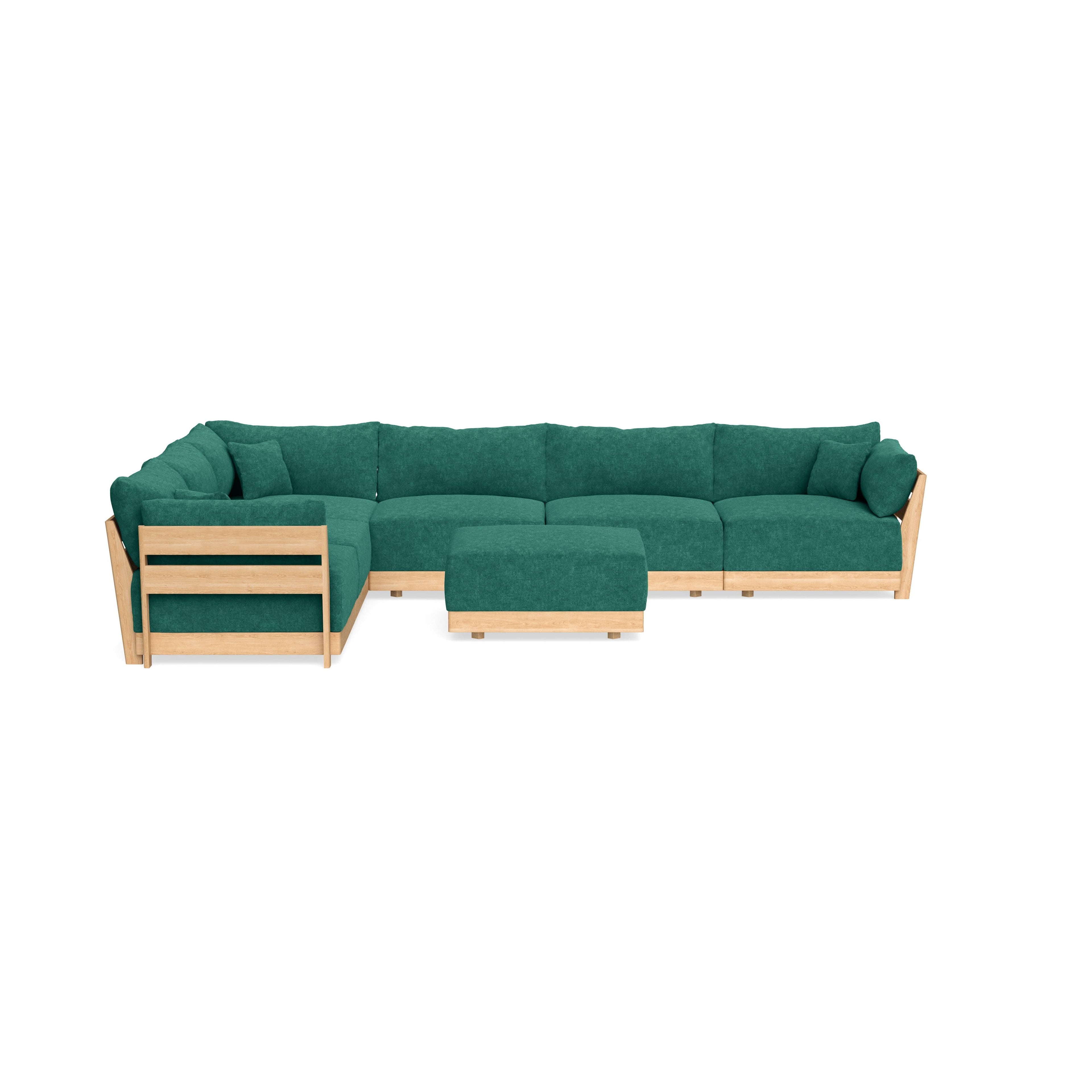 Slipcover Only - Modular Bondi 6-Seater Corner Sectional + Ottoman in Jade Green