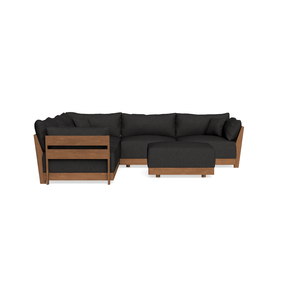 Modular Bondi Espresso 5-Seater Corner Sectional + Ottoman in Peppercorn | Classic Blend