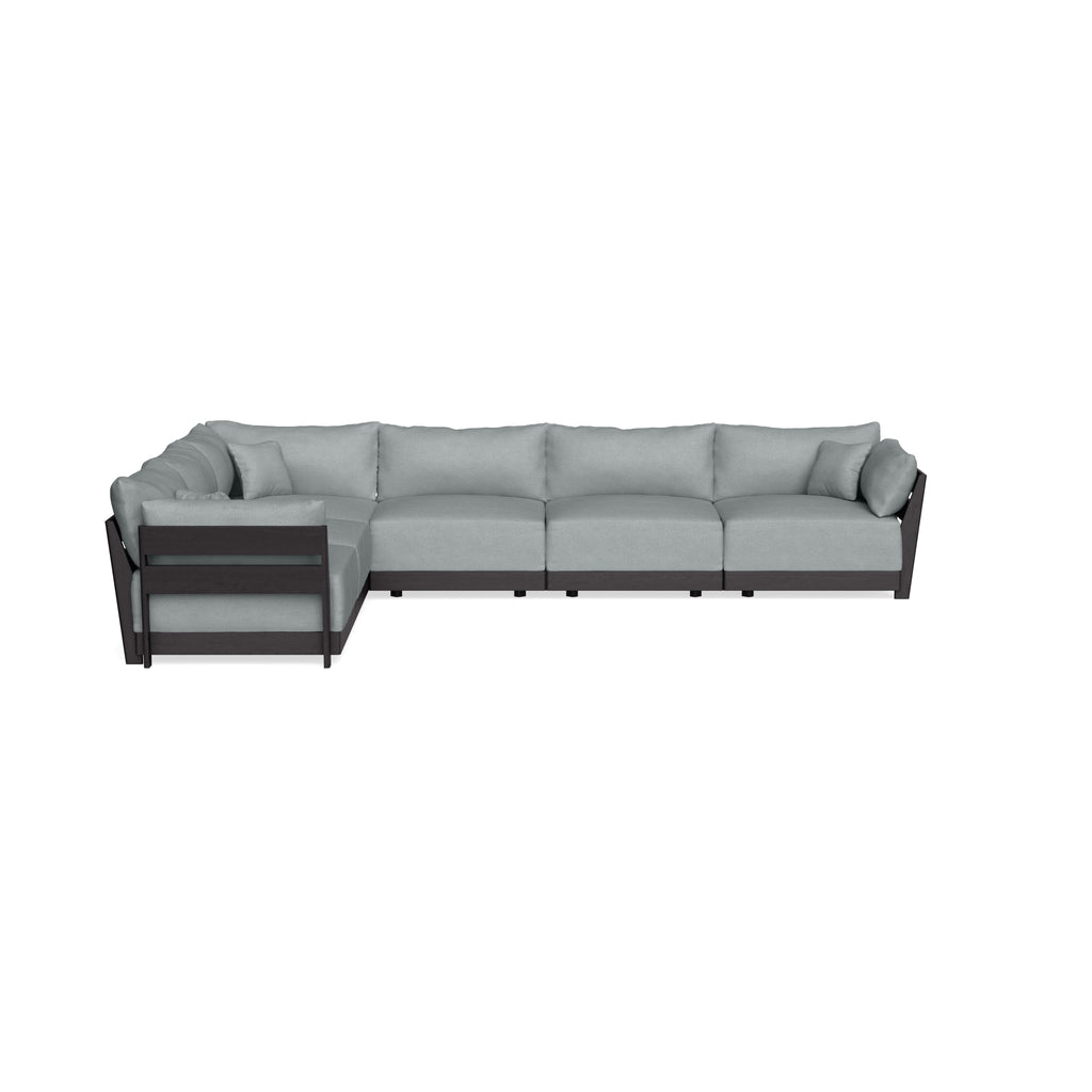 Modular Bondi Black 6-Seater Corner Sectional in Light Steel | Classic Blend