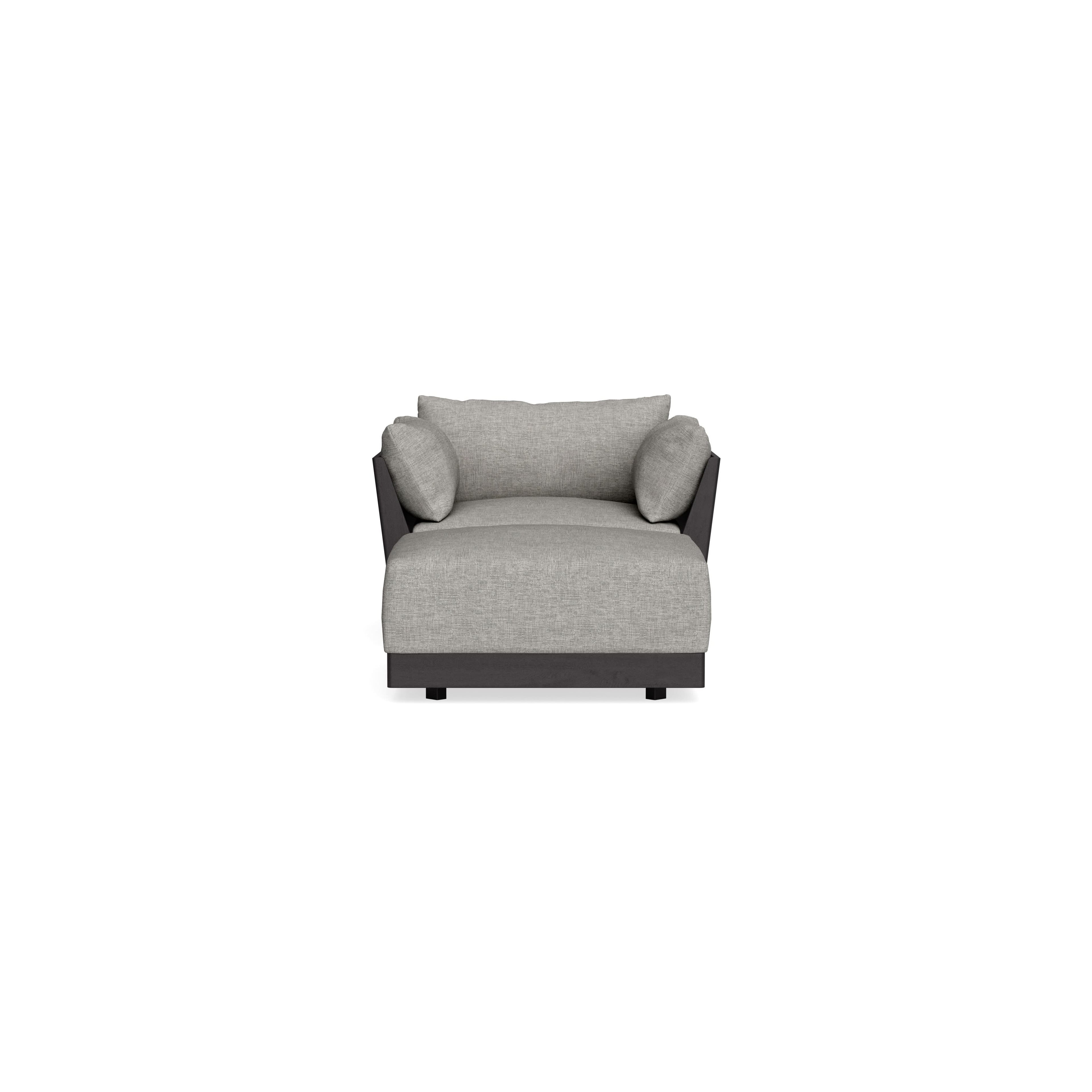 Modular Bondi Black Armchair + Ottoman in Fog | Memory Foam Blend