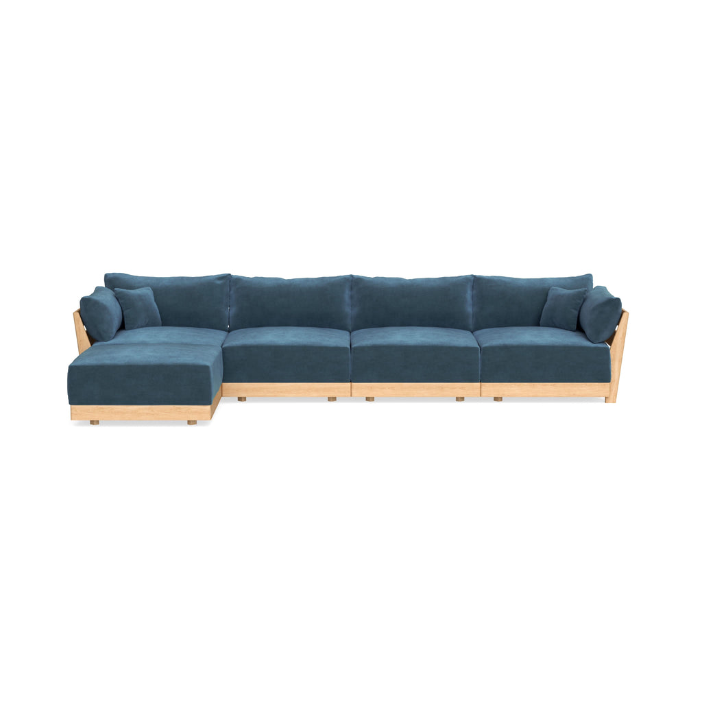 Modular Bondi Latte 4-Seater Sectional in Oxford Blue | Classic Blend