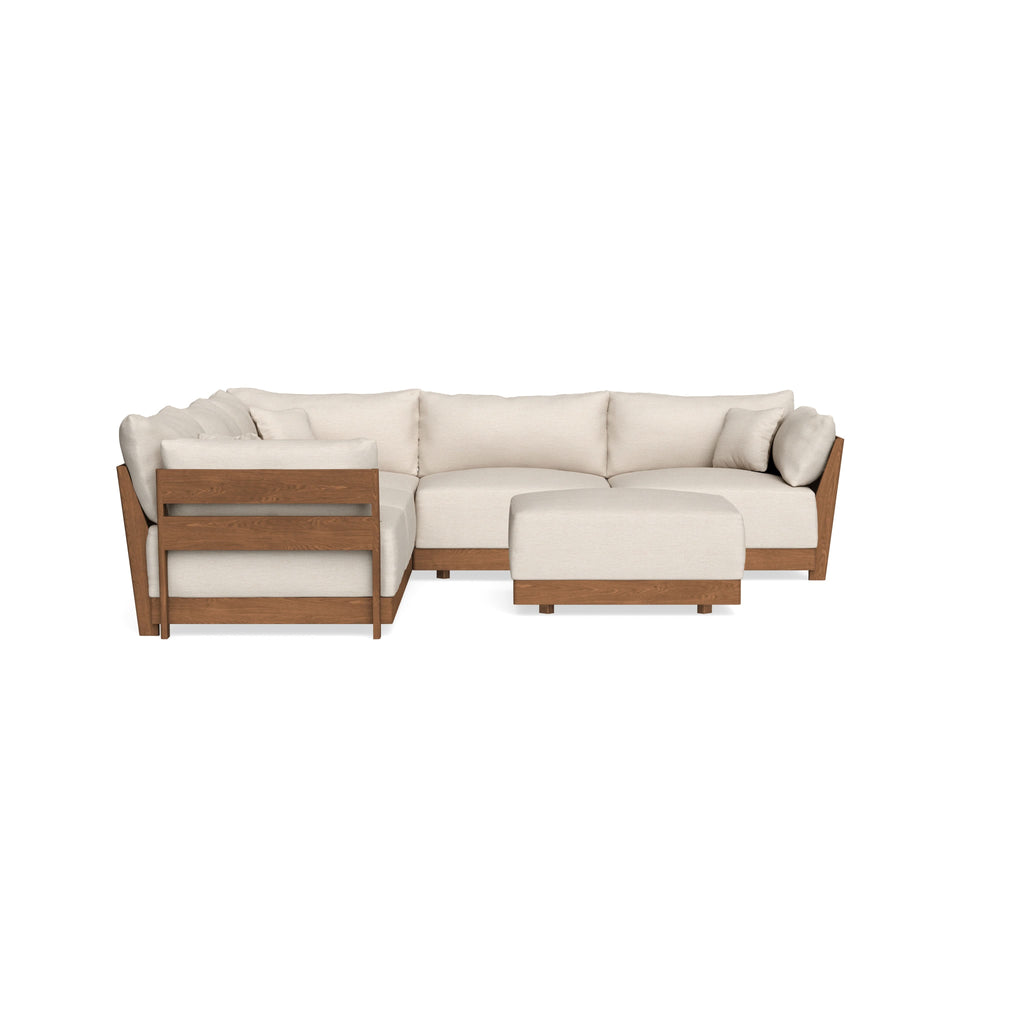 Modular Bondi Espresso 5-Seater Corner Sectional + Ottoman in Seashell | Memory Foam Blend
