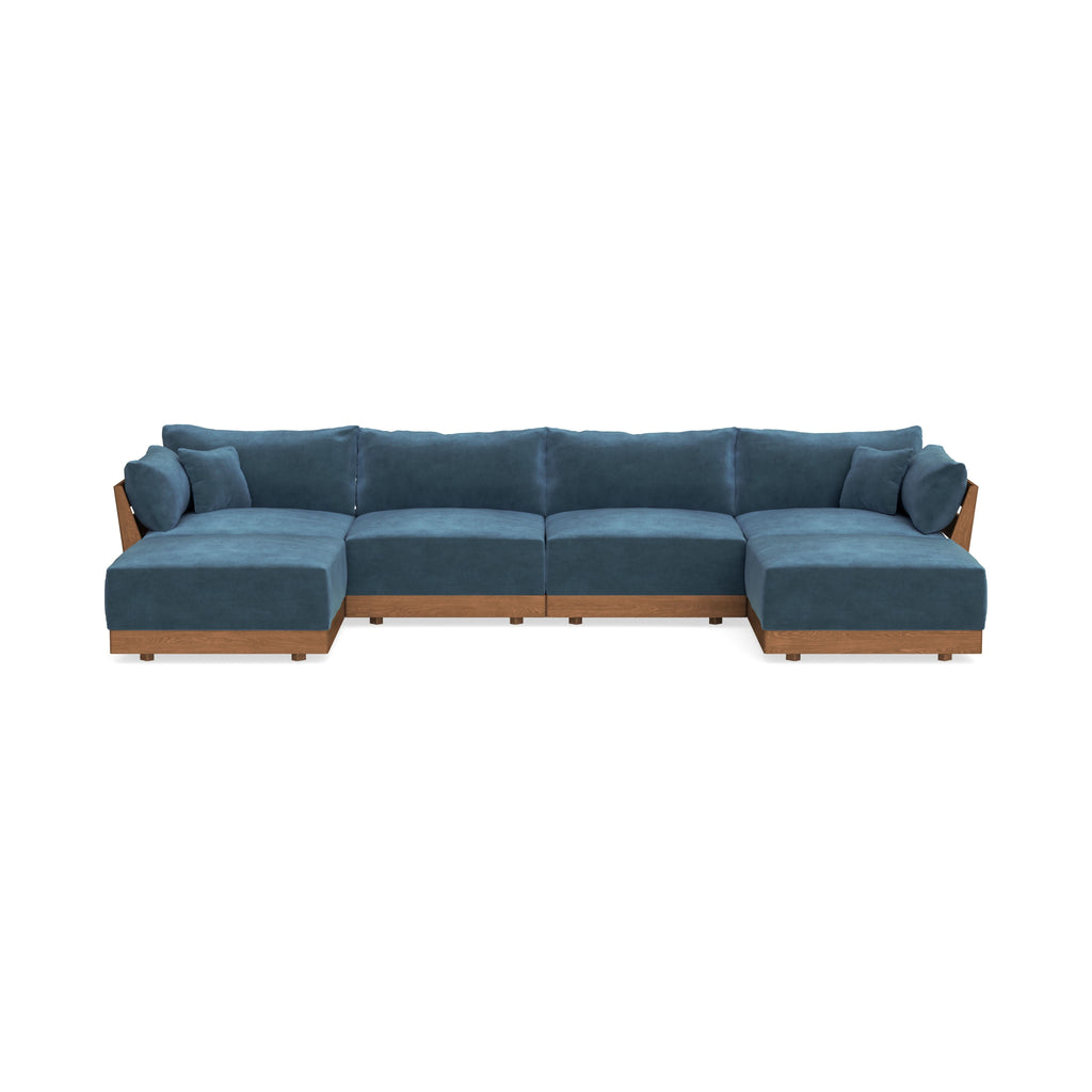 Modular Bondi Espresso 4-Seater U-Sectional in Oxford Blue | Classic Blend
