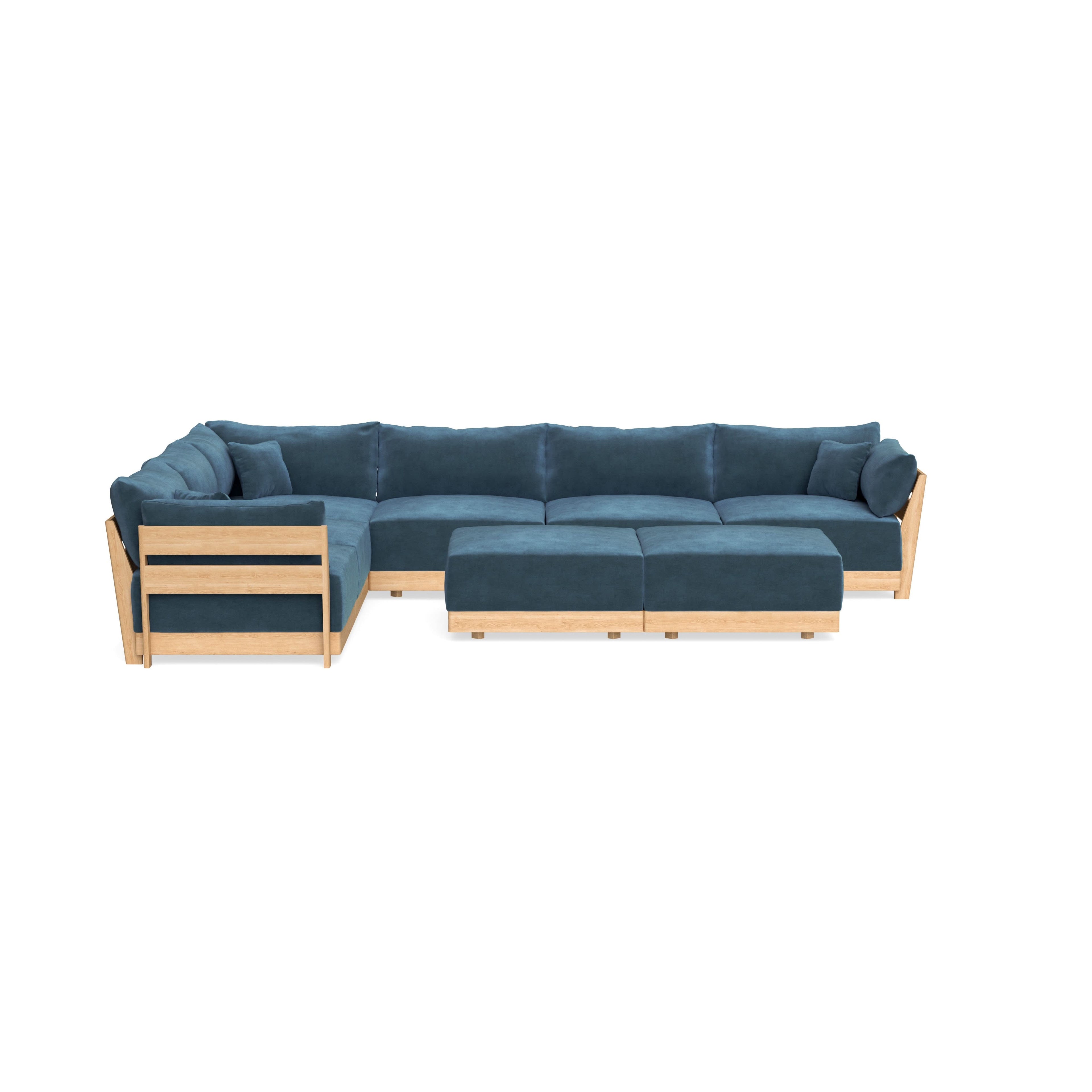 Slipcover Only - Modular Bondi 6-Seater Corner Sectional + Bench Ottoman in Oxford Blue