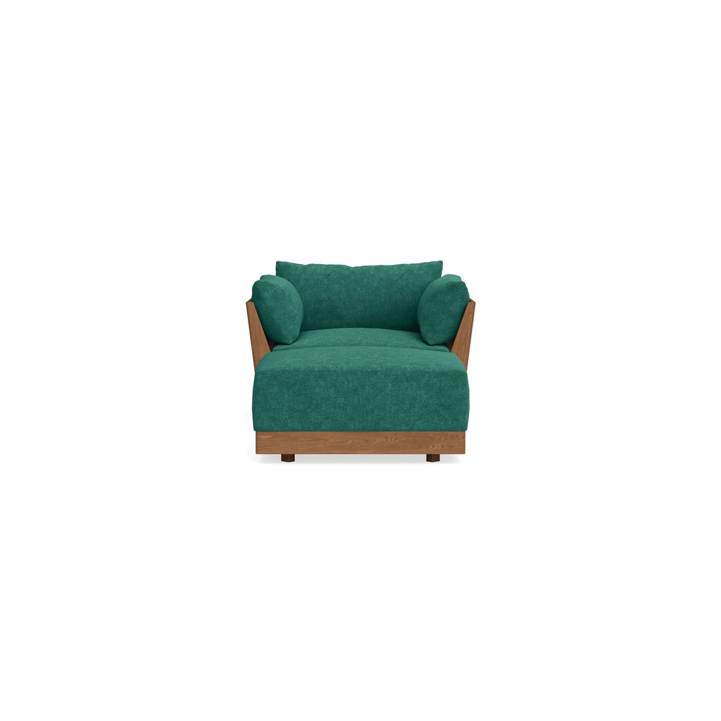 Modular Bondi Espresso Armchair + Ottoman in Jade Green | Classic Blend