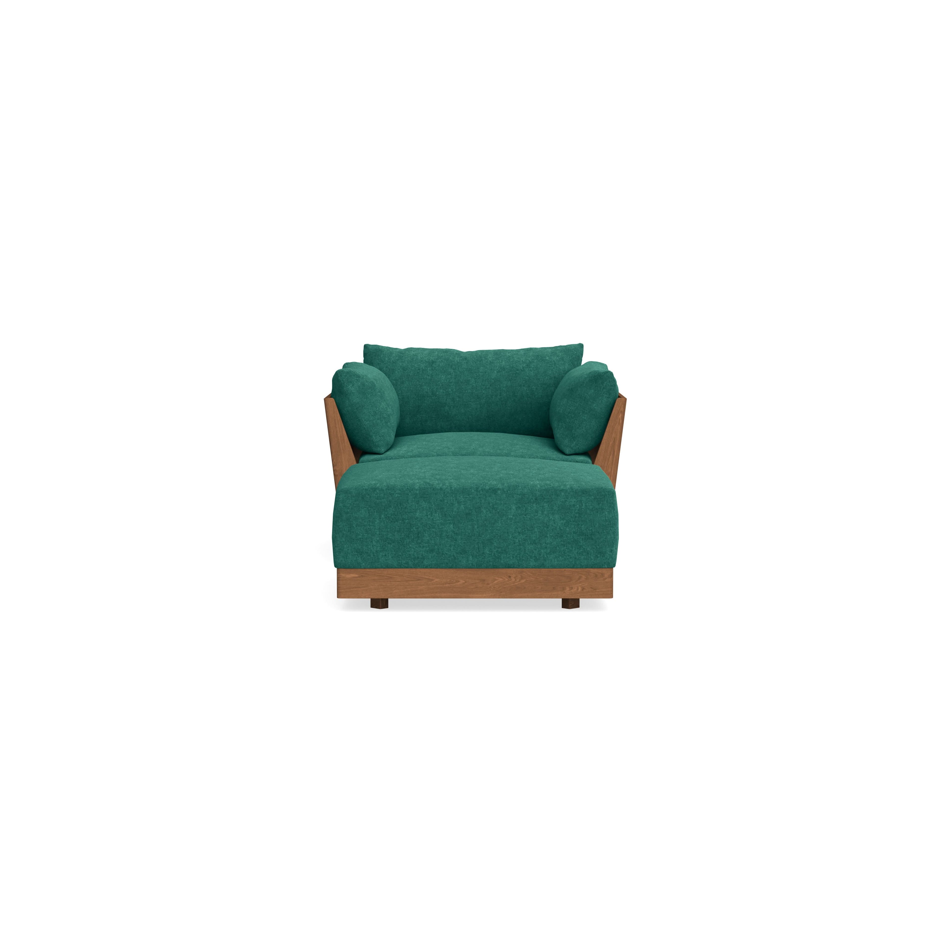 Modular Bondi Espresso Armchair + Ottoman in Jade Green | Classic Blend