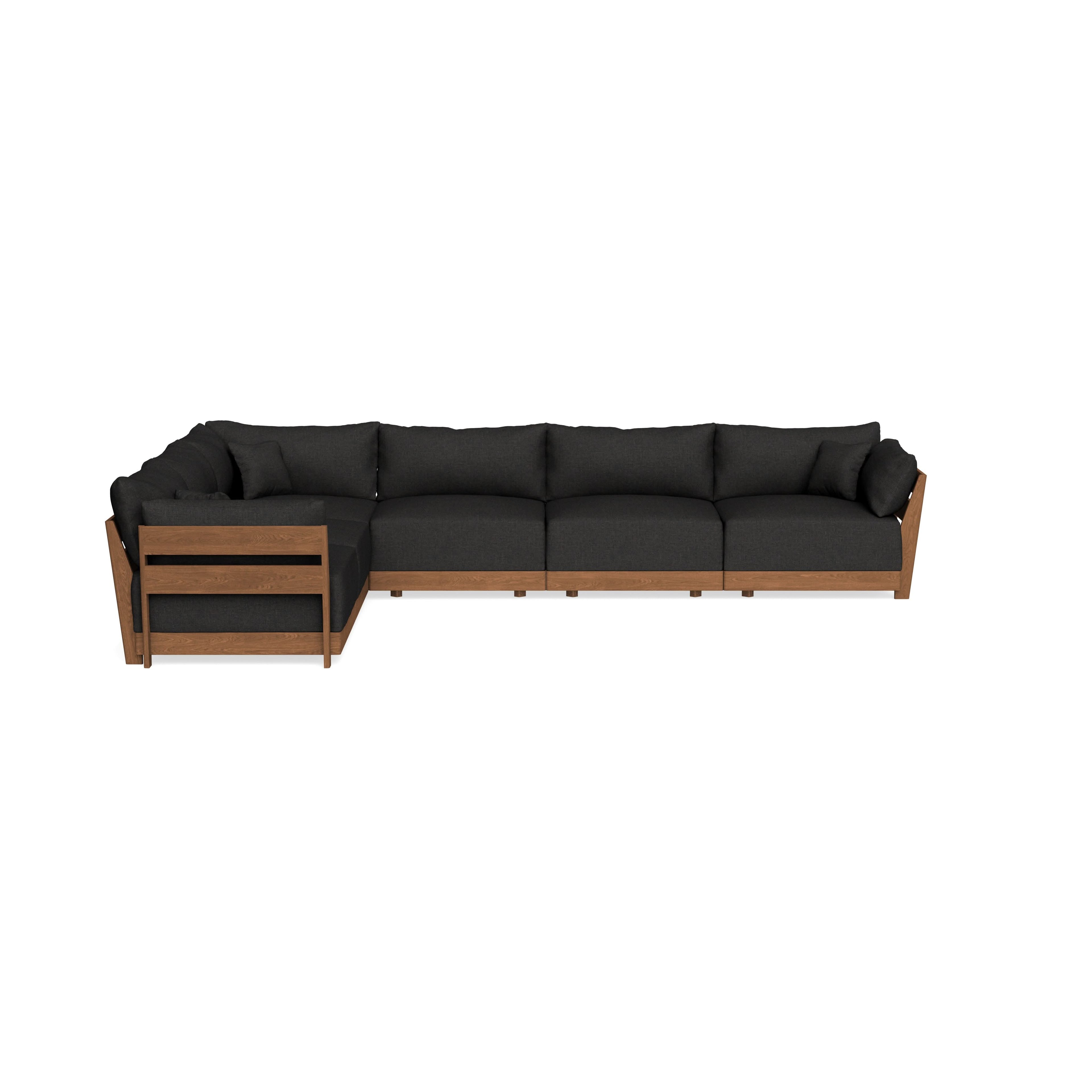 Modular Bondi Espresso 6-Seater Corner Sectional in Peppercorn | Memory Foam Blend