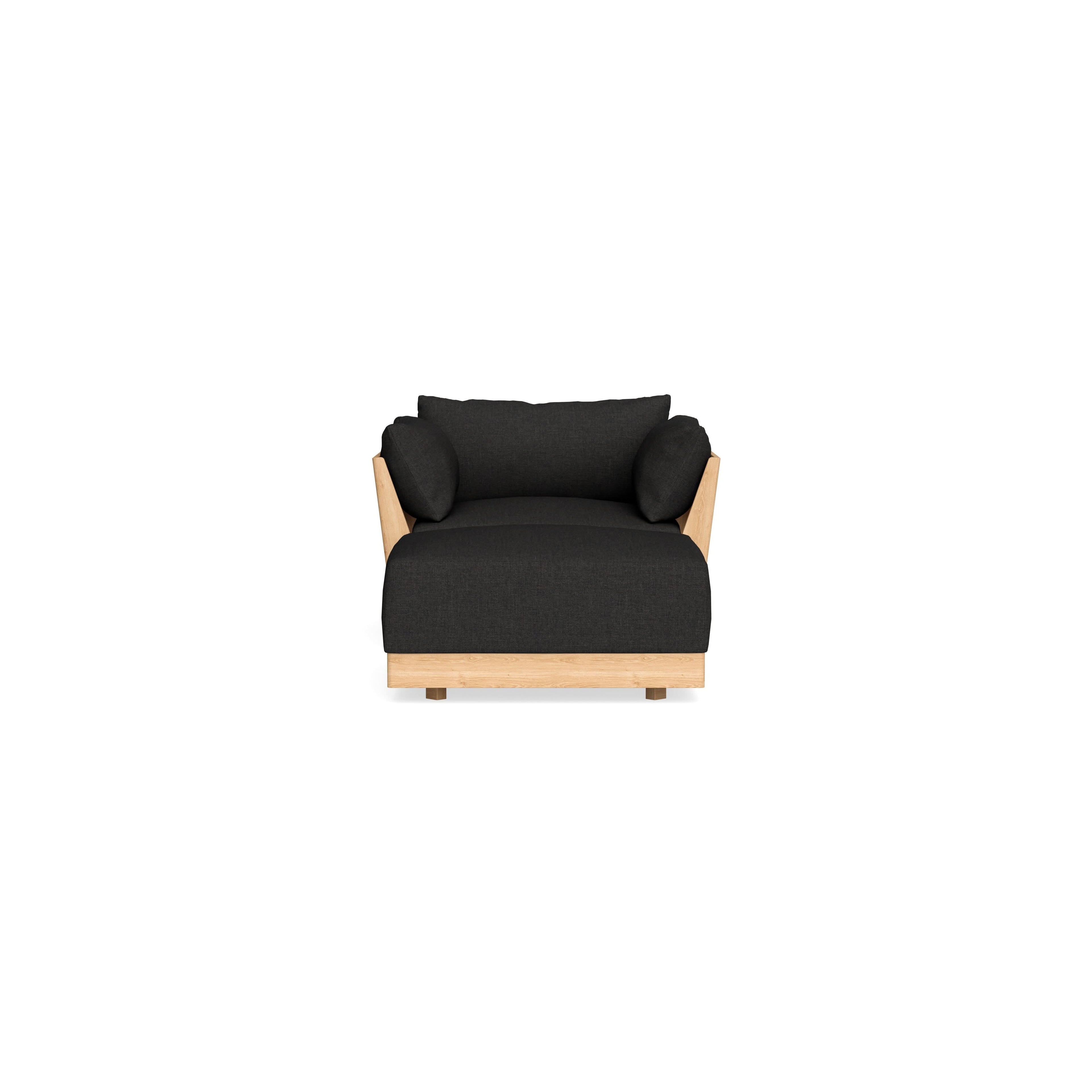 Modular Bondi Latte Armchair + Ottoman in Peppercorn | Memory Foam Blend