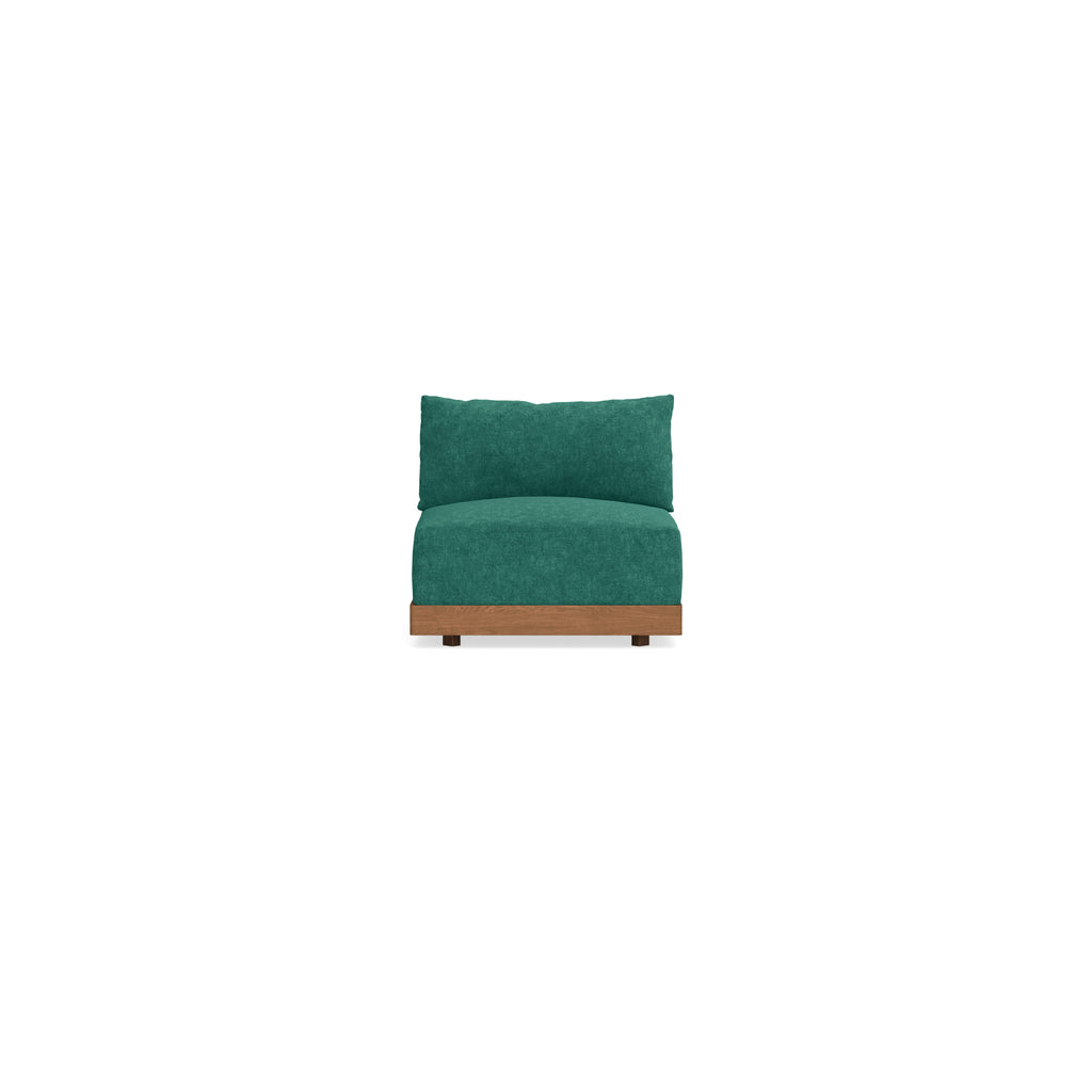 Modular Bondi Espresso Armless Chair in Jade Green | Memory Foam Blend