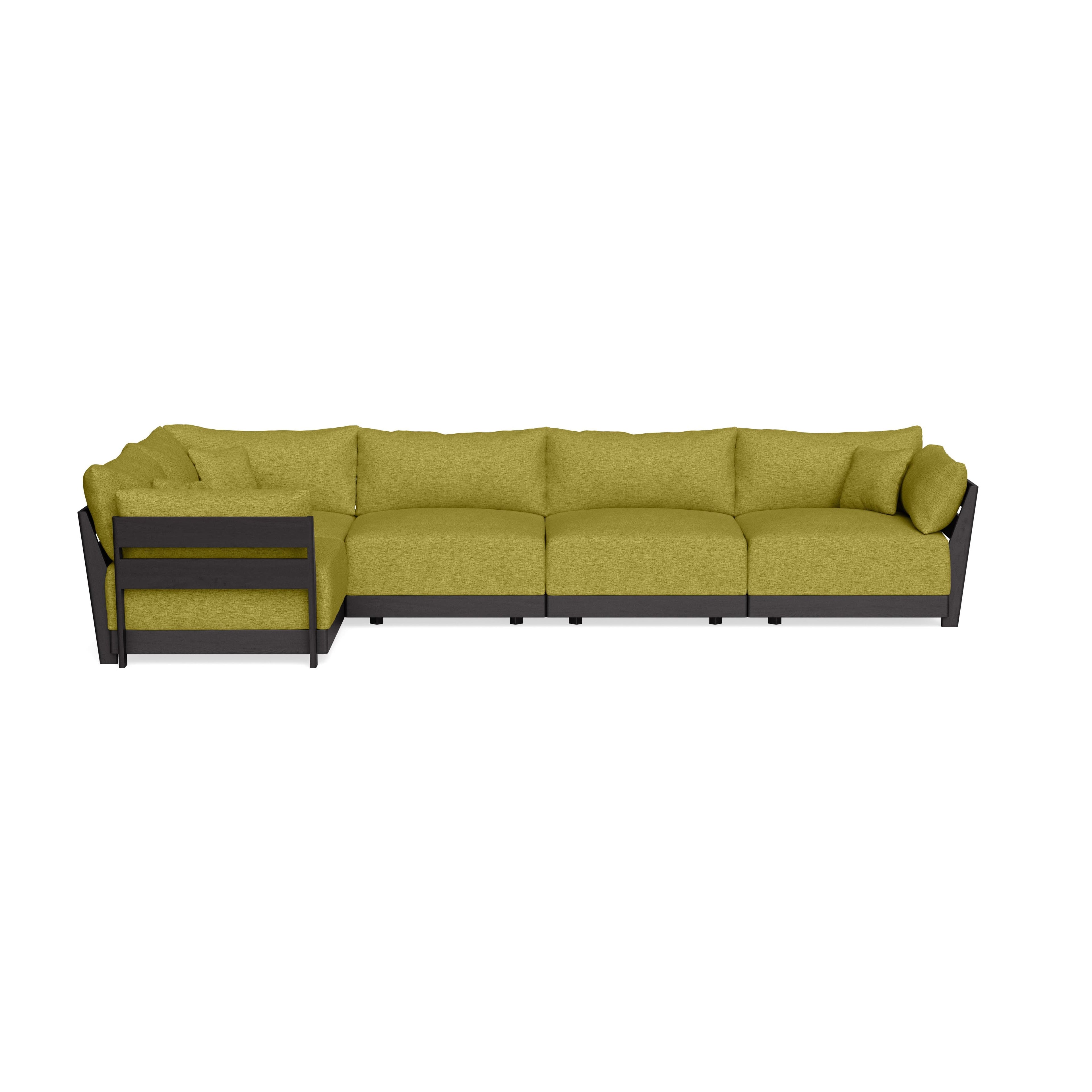 Modular Bondi Black 5-Seater L-Sectional in Avocado | Classic Blend