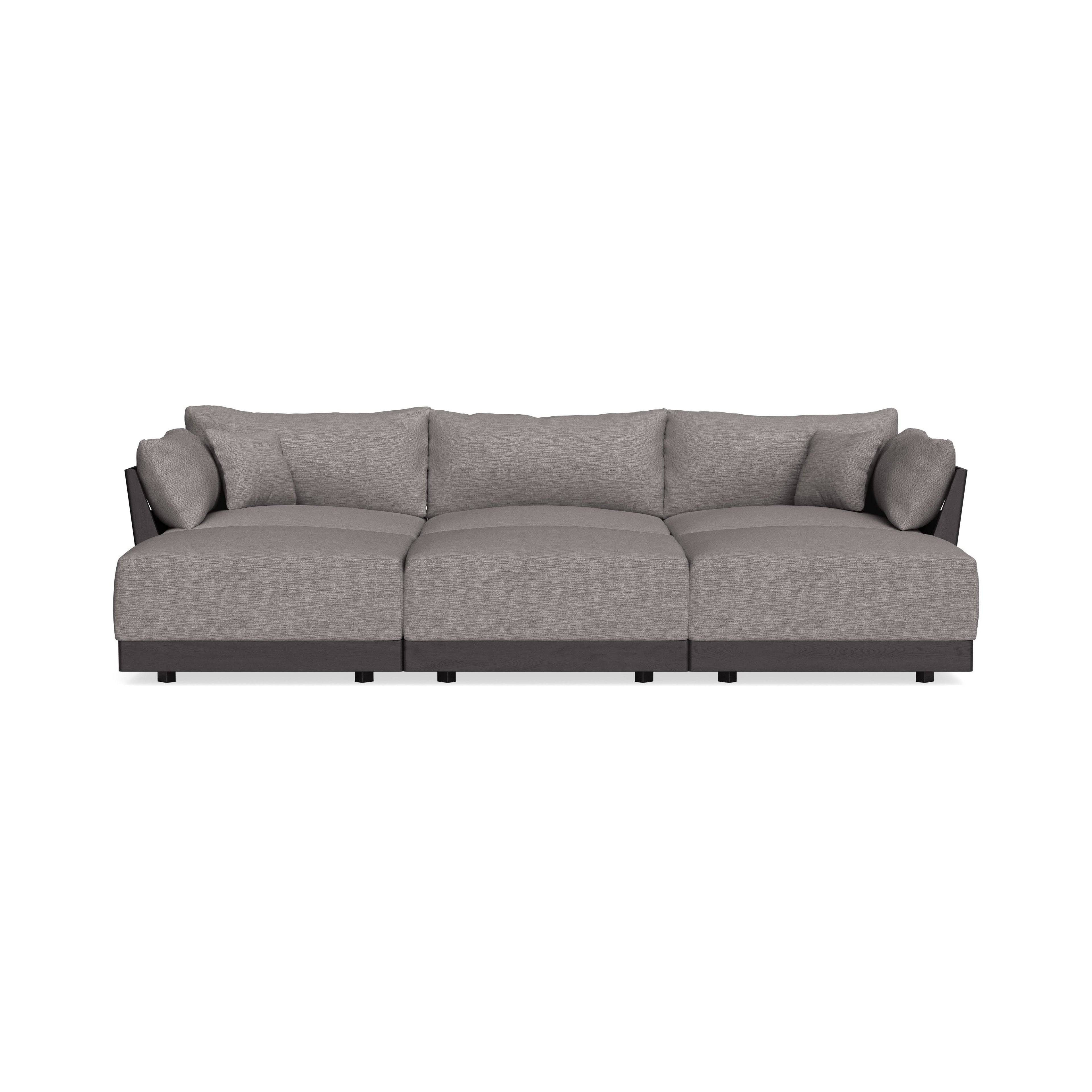 Modular Bondi Black 3-Seater Daybed Sofa Sectional in Cement | Memory Foam Blend