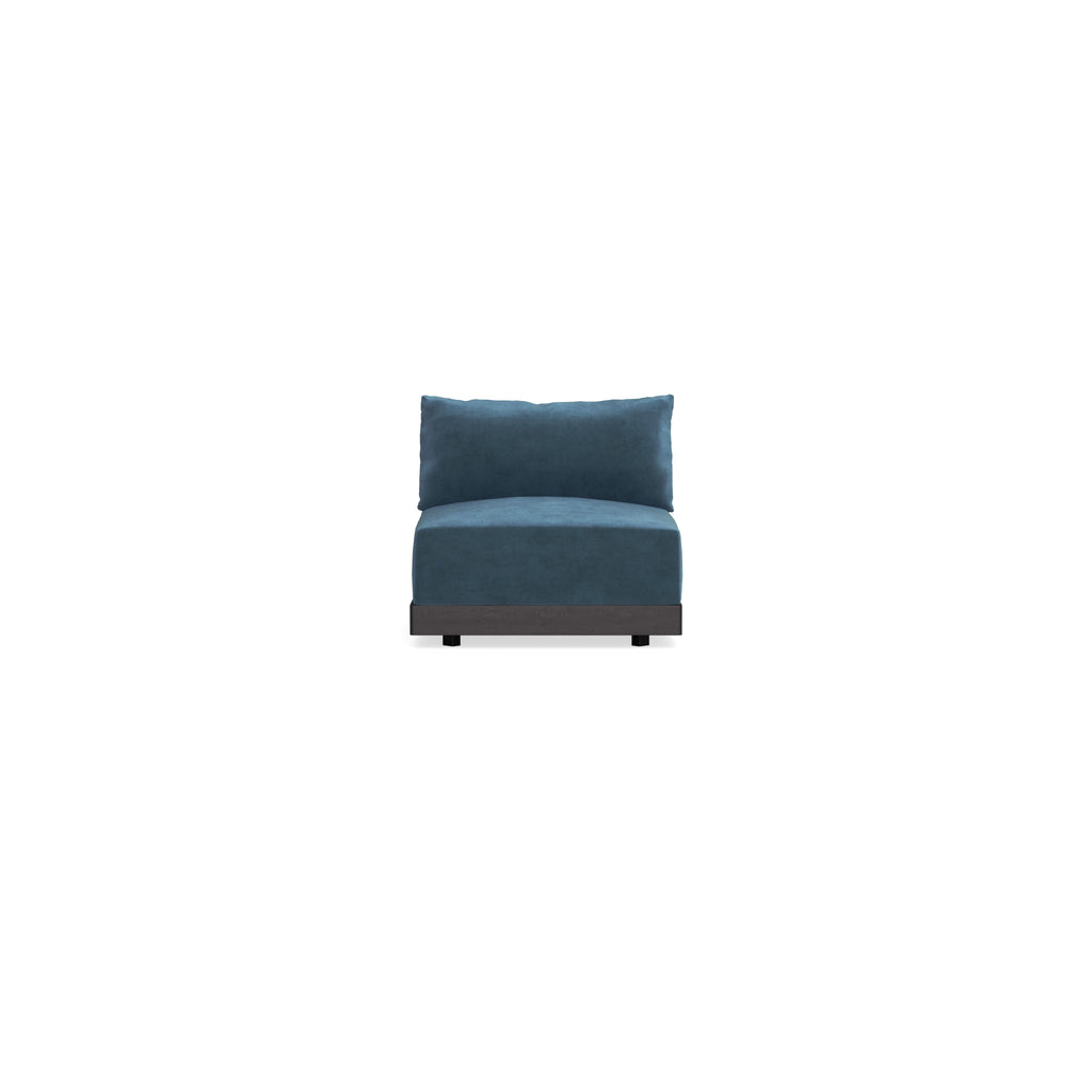 Modular Bondi Black Armless Chair in Oxford Blue | Classic Blend
