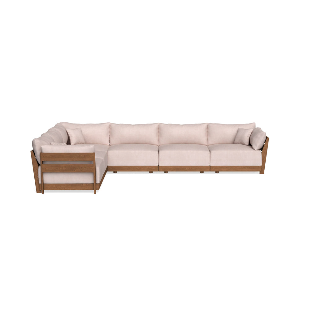 Modular Bondi Espresso 6-Seater Corner Sectional in Blush | Memory Foam Blend