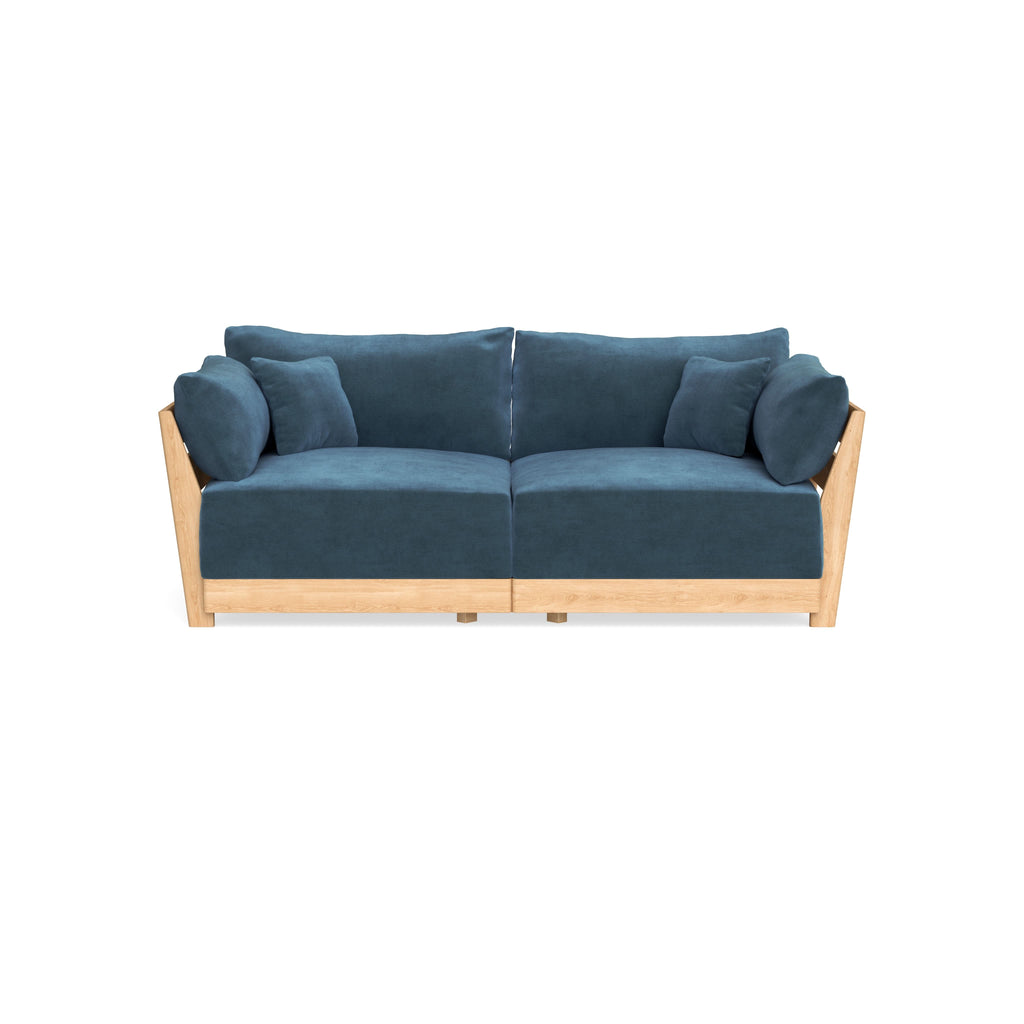 Modular Bondi Latte 2-Seater Sofa in Oxford Blue | Classic Blend