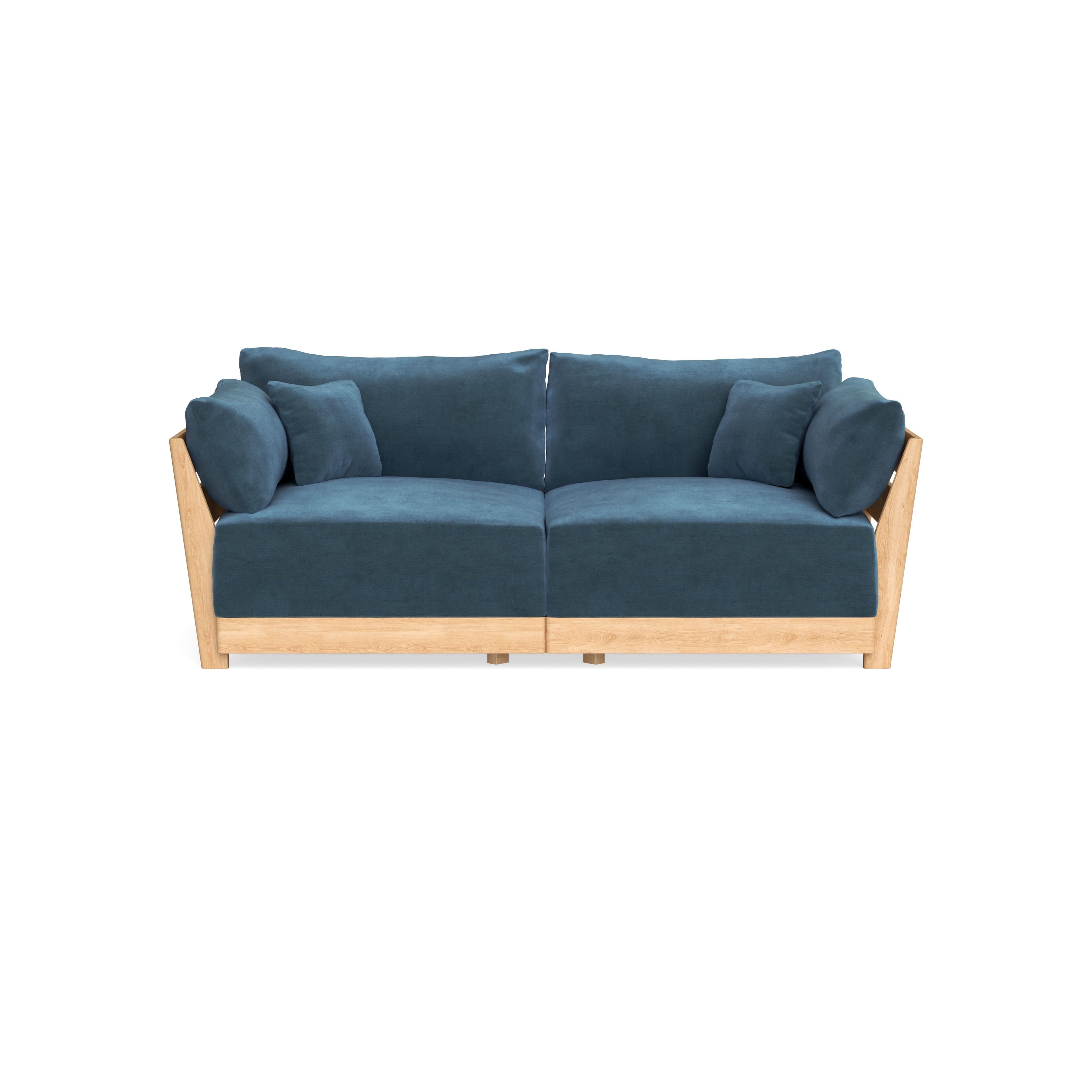 Modular Bondi Latte 2-Seater Sofa in Oxford Blue | Classic Blend