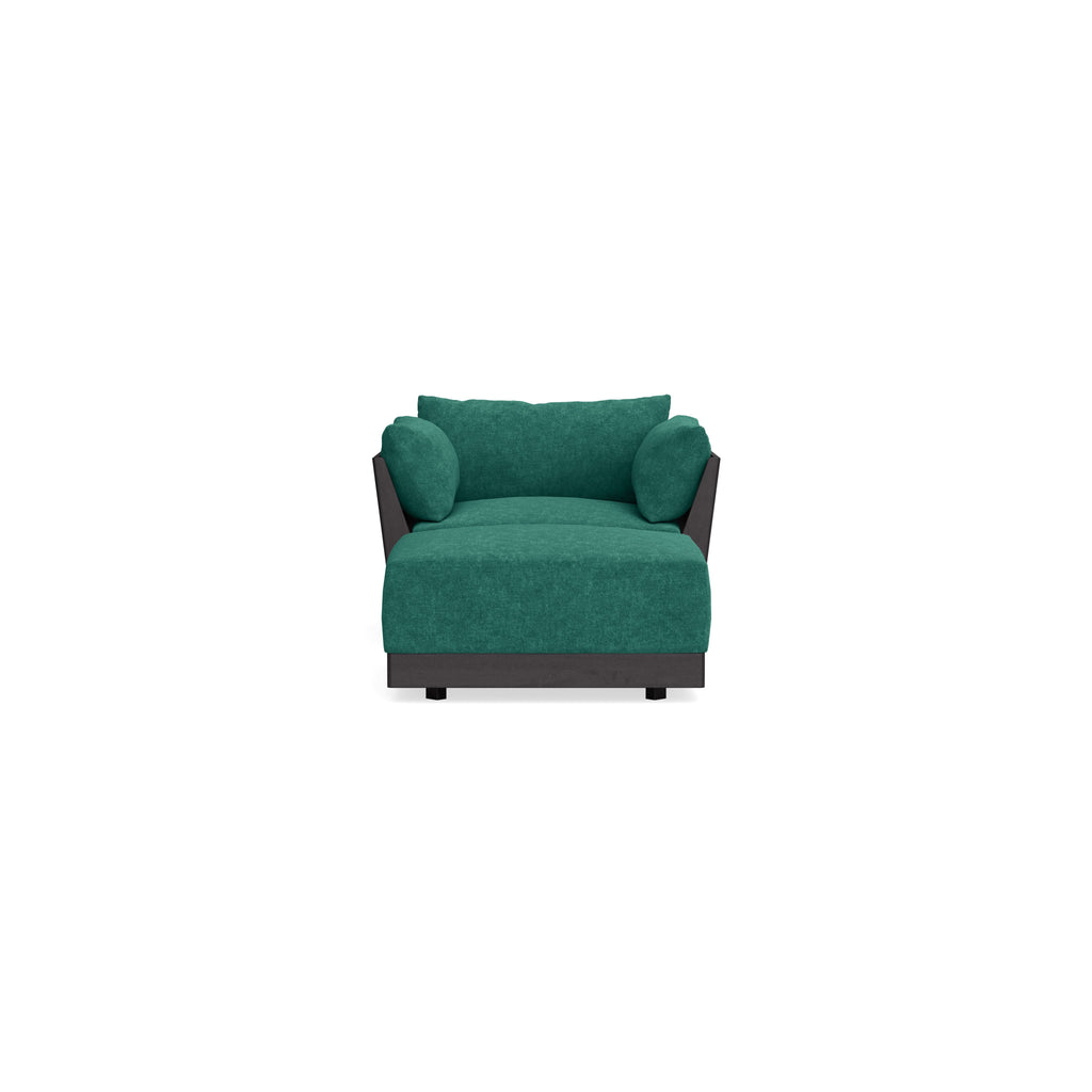 Modular Bondi Black Armchair + Ottoman in Jade Green | Classic Blend