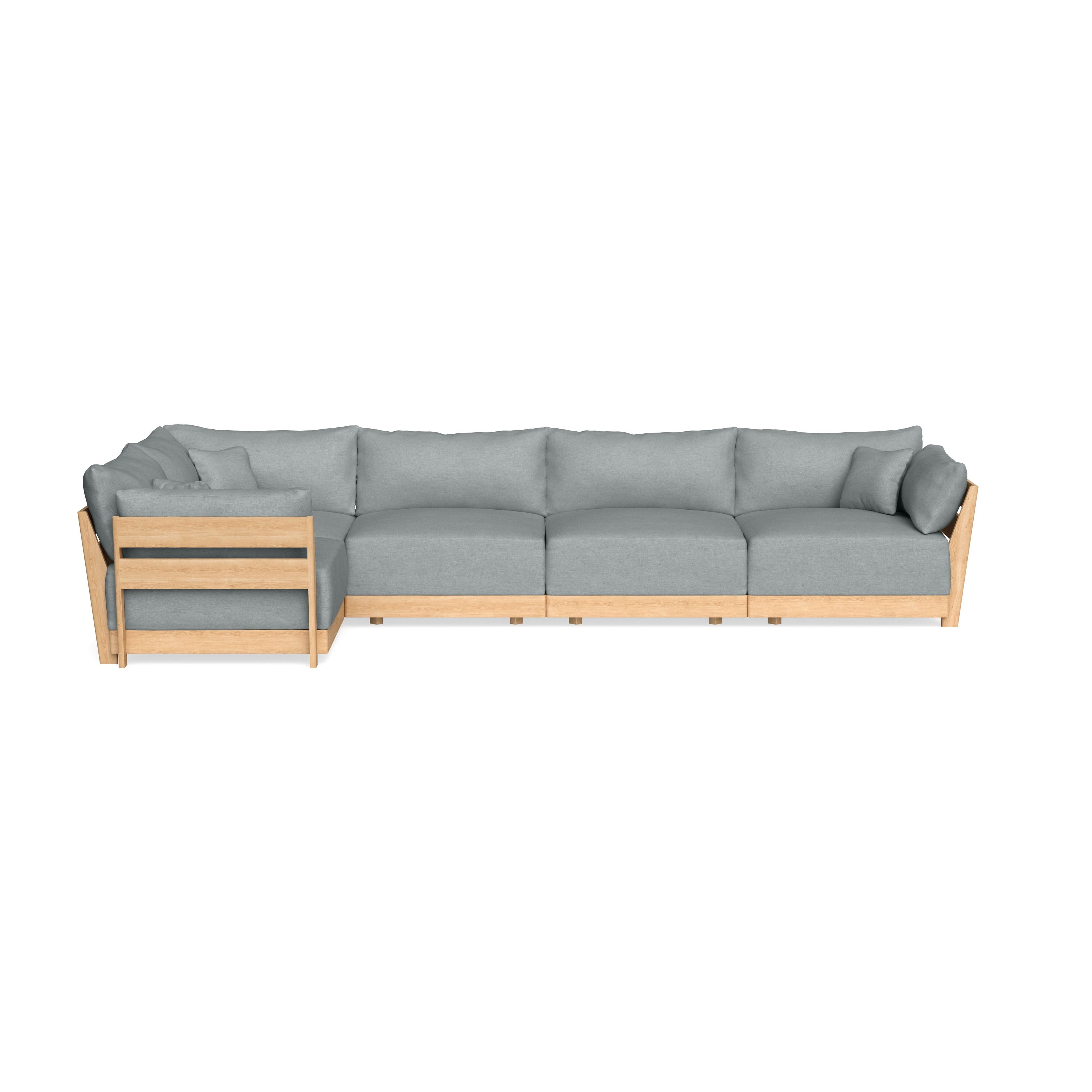 Modular Bondi Latte 5-Seater L-Sectional in Light Steel | Memory Foam Blend