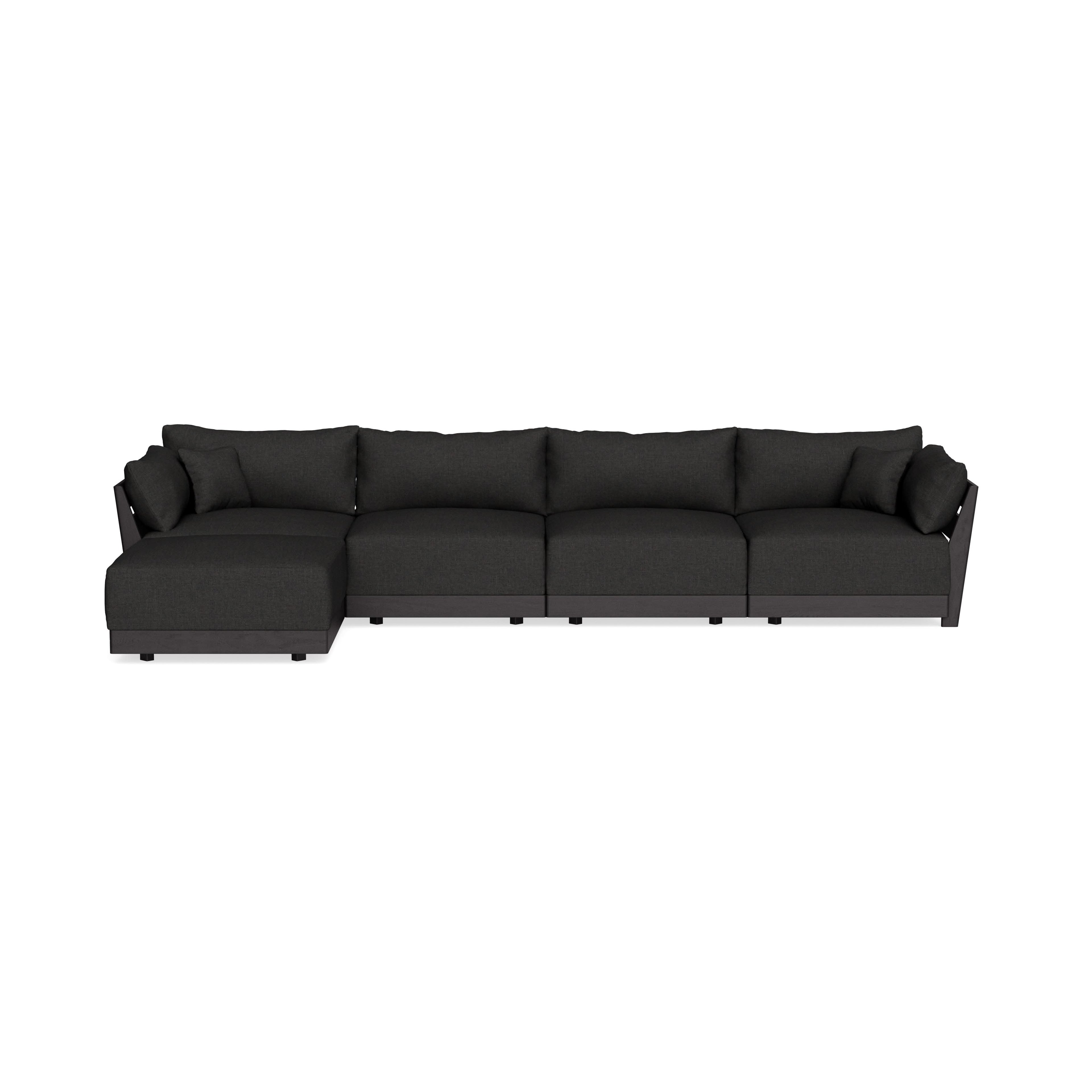 Modular Bondi Black 4-Seater Sectional in Peppercorn | Memory Foam Blend