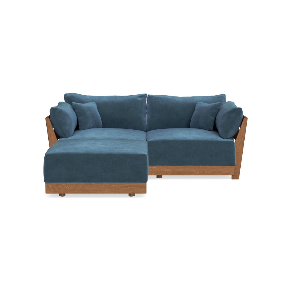Modular Bondi Espresso 2-Seater Sectional in Oxford Blue | Memory Foam Blend