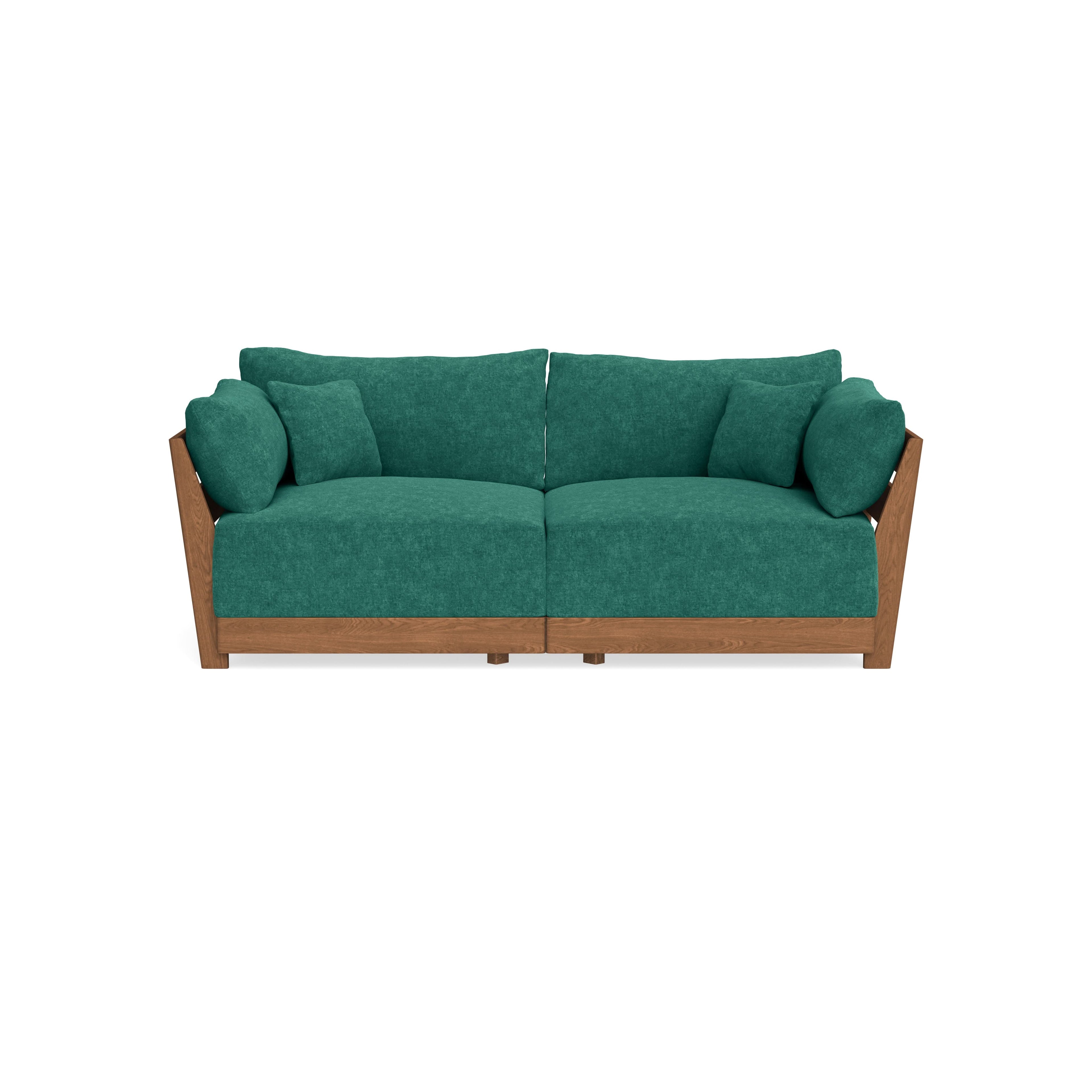 Modular Bondi Espresso 2-Seater Sofa in Jade Green | Memory Foam Blend