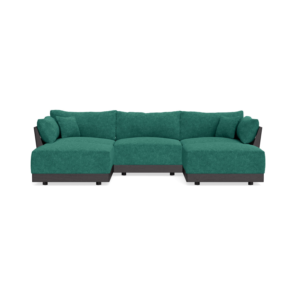 Modular Bondi Black 3-Seater U-Sectional in Jade Green | Classic Blend