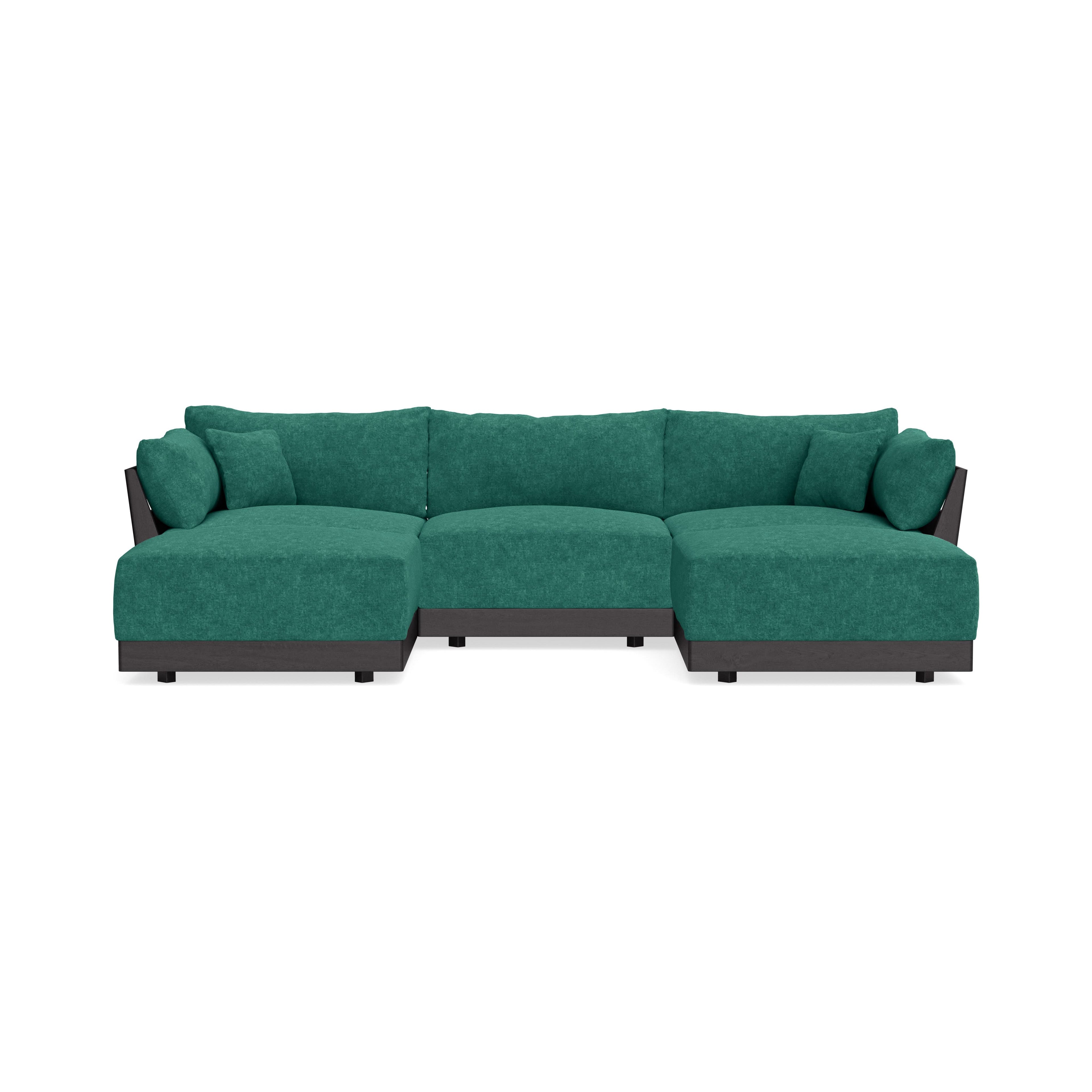 Modular Bondi Black 3-Seater U-Sectional in Jade Green | Classic Blend