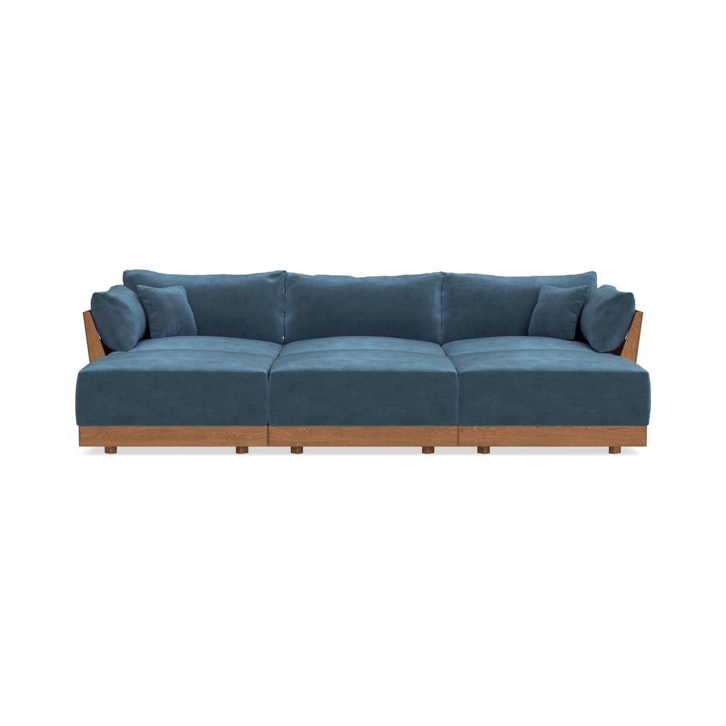 Modular Bondi Espresso 3-Seater Daybed Sofa Sectional in Oxford Blue | Classic Blend