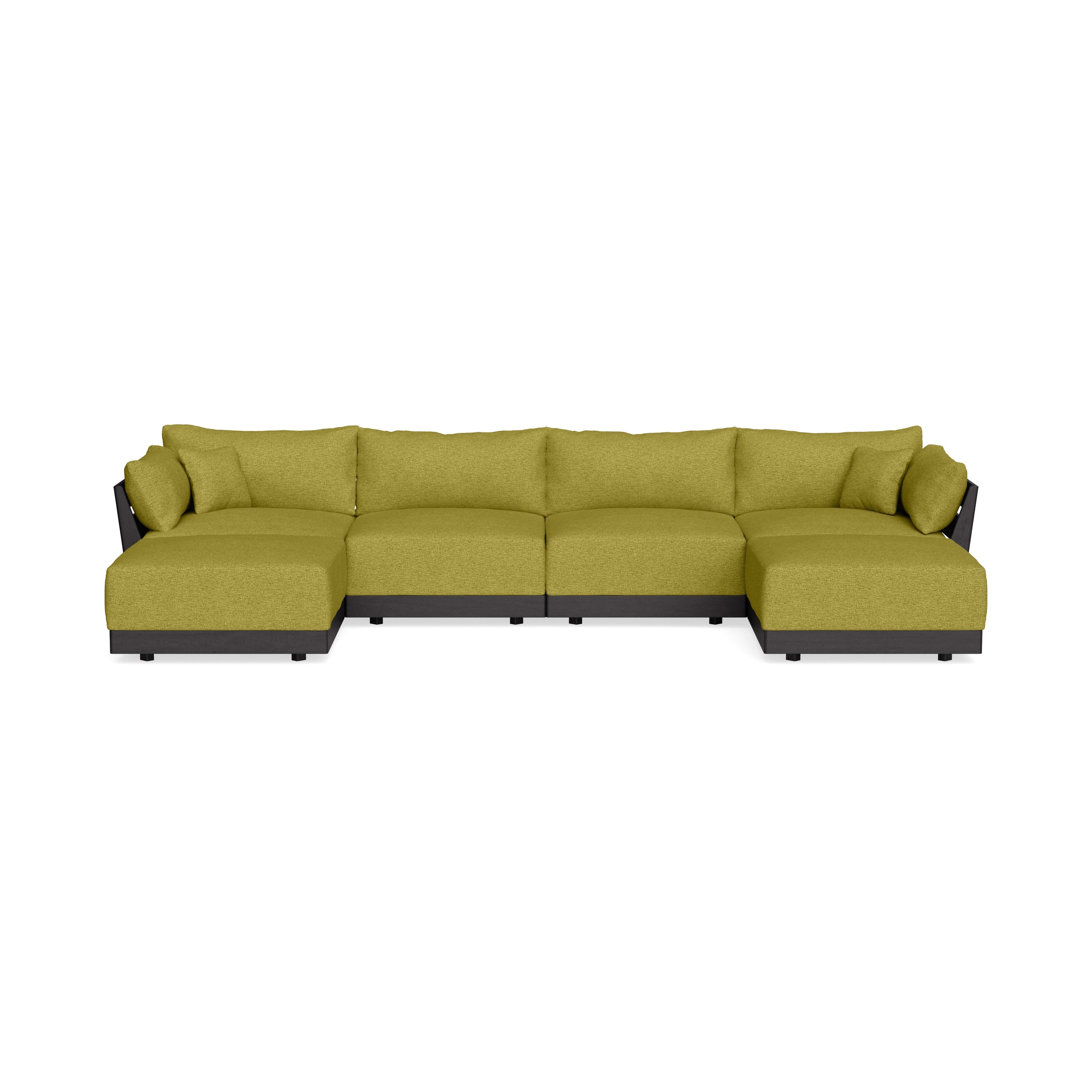 Modular Bondi Black 4-Seater U-Sectional in Avocado | Classic Blend