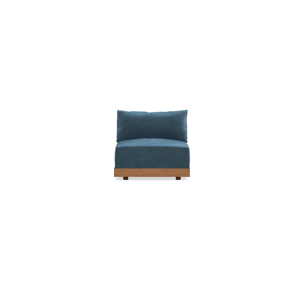 Modular Bondi Espresso Armless Chair in Oxford Blue | Memory Foam Blend