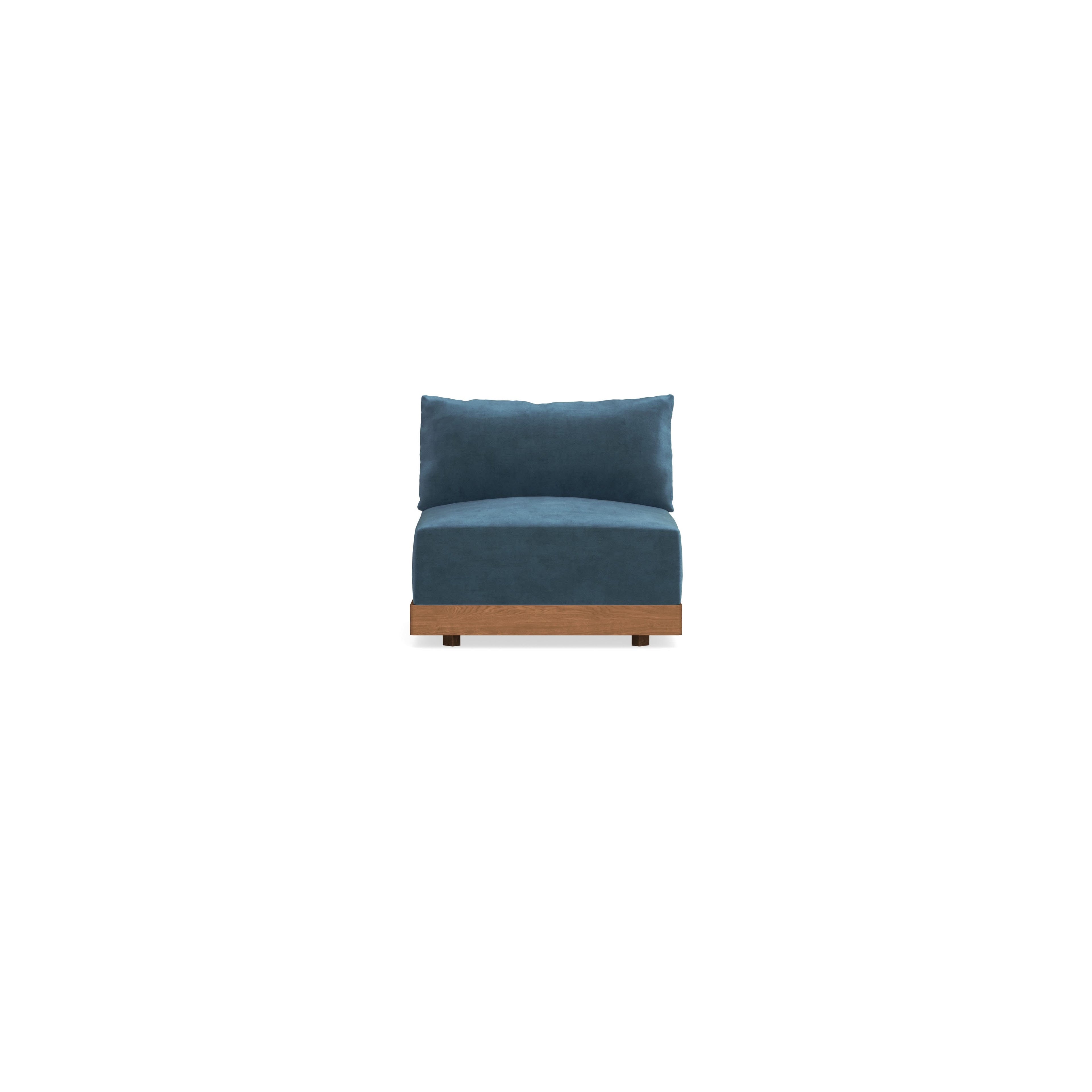 Modular Bondi Espresso Armless Chair in Oxford Blue | Memory Foam Blend