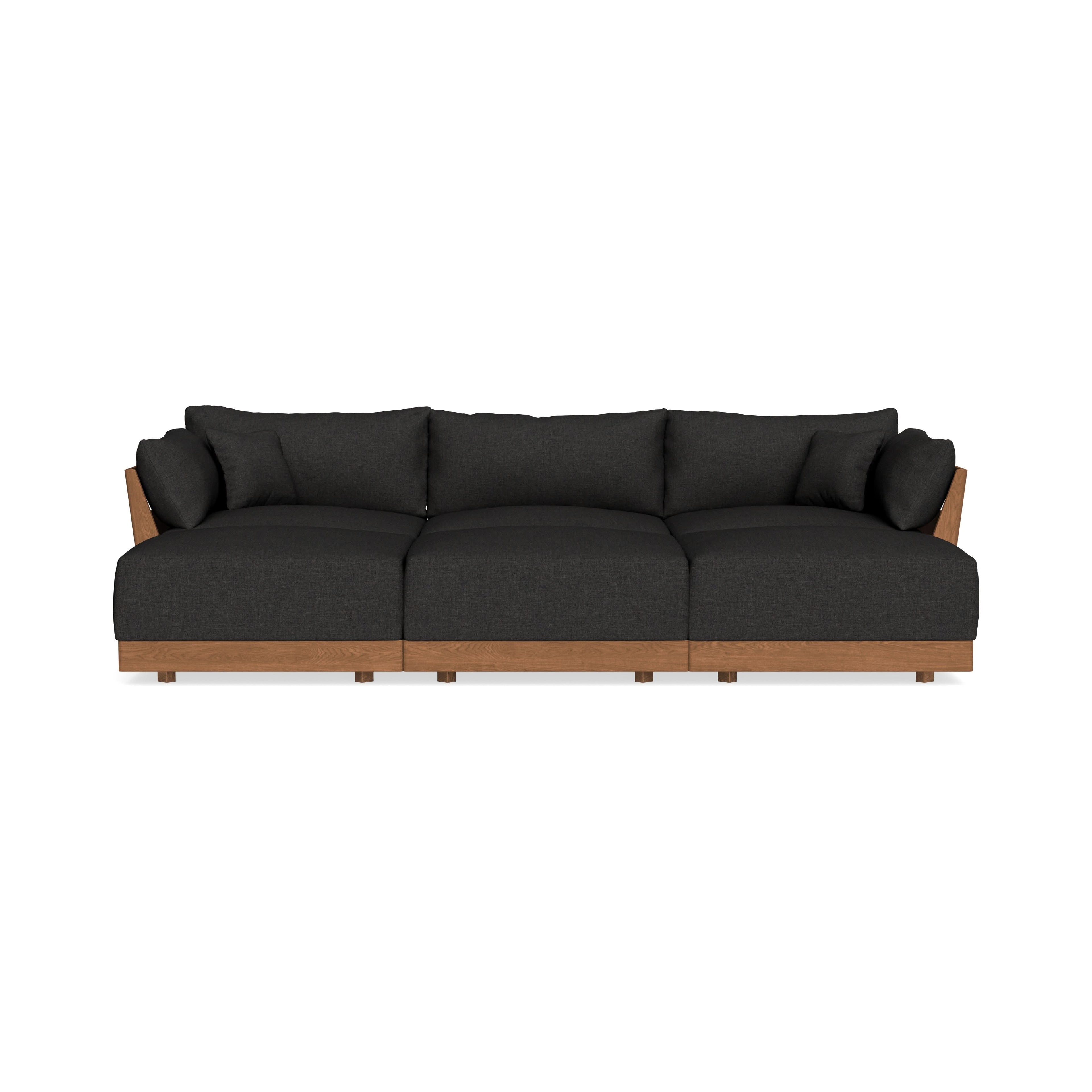 Modular Bondi Espresso 3-Seater Daybed Sofa Sectional in Peppercorn | Memory Foam Blend