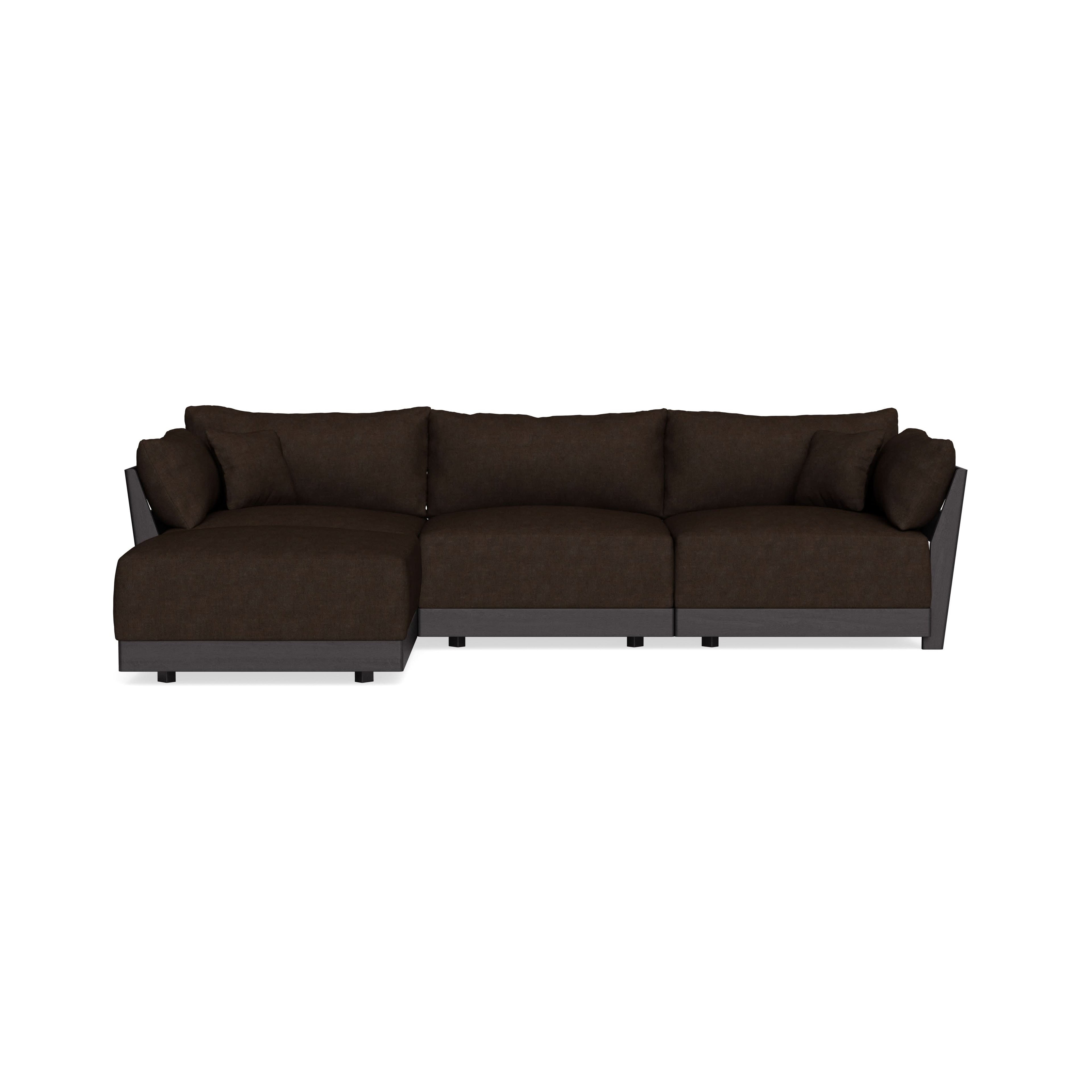 Modular Bondi Black 3-Seater Sectional in Espresso | Memory Foam Blend