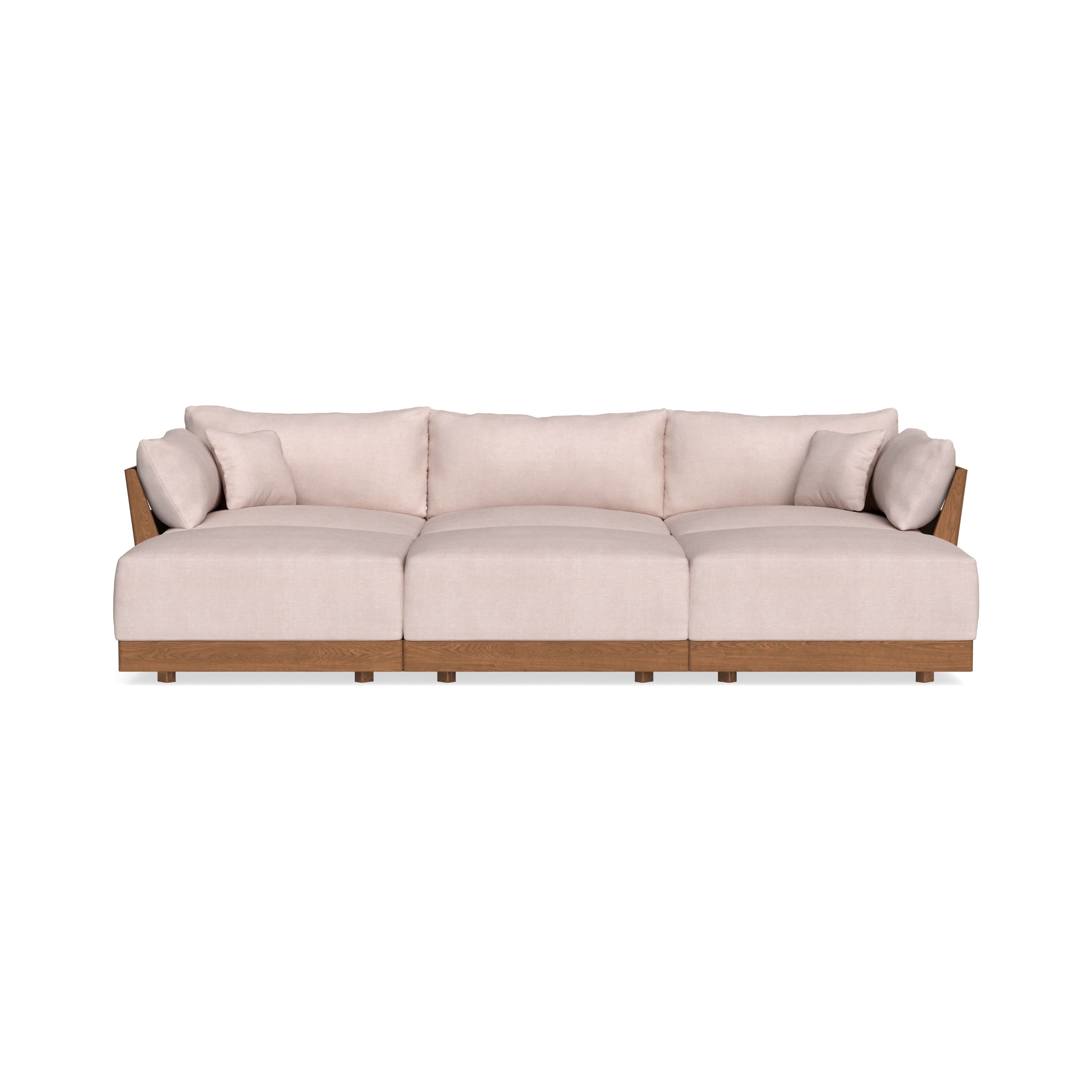 Modular Bondi Espresso 3-Seater Daybed Sofa Sectional in Blush | Memory Foam Blend
