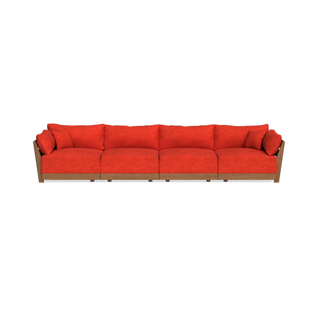 Modular Bondi Espresso 4-Seater Sofa in Poppy Orange | Memory Foam Blend
