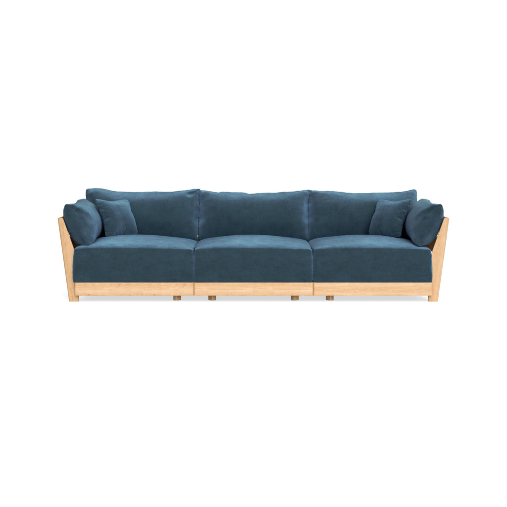 Modular Bondi Latte 3-Seater Sofa in Oxford Blue | Classic Blend